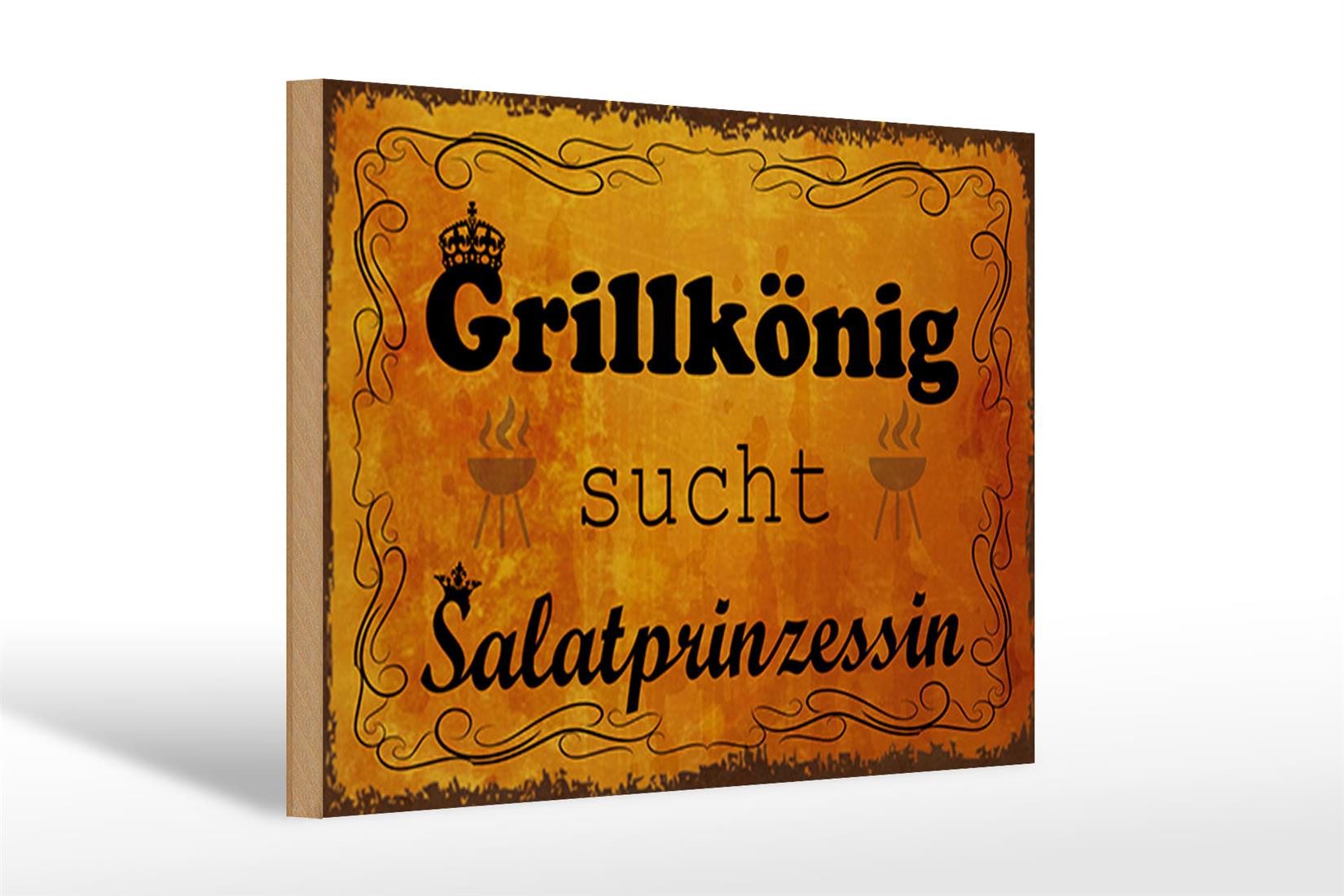 Holzbild Spruch 30x20cm Grillkönig Salatprinzessin