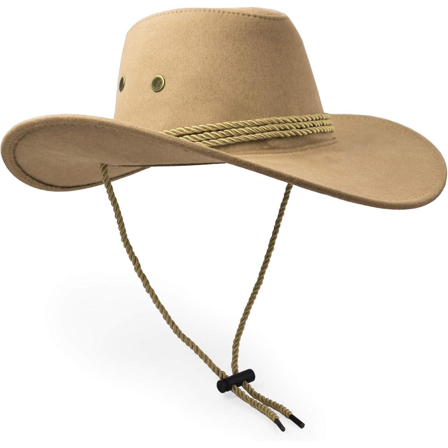 LuxusKollektion Cowboyhut Cowboyhut Westernhut Sonnenhut Kunstleder Einheitsgröße beige