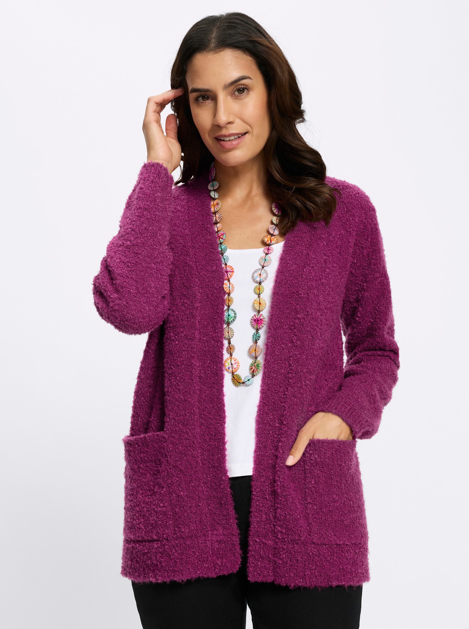 Strickjacke Strickjacke Langarm Jersey, Bouclé