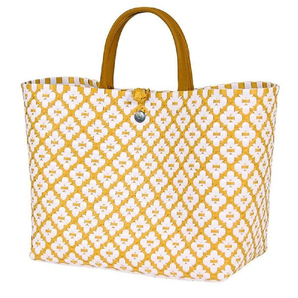 Shopper By Handed Bag Handed Pattern With By Einkaufskorb Motif White Mustard