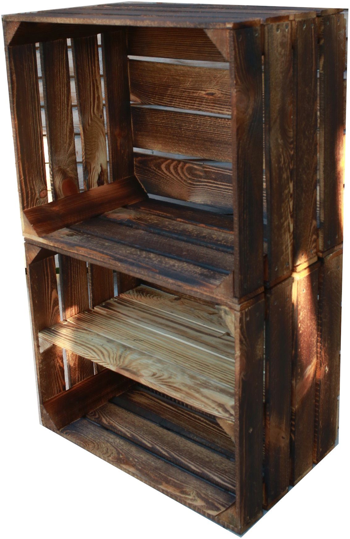 Teramico Holzkiste Holzkisten 50 x 40 x 30cm geflammt Set-Varianten kostenloser Versand, geflammt