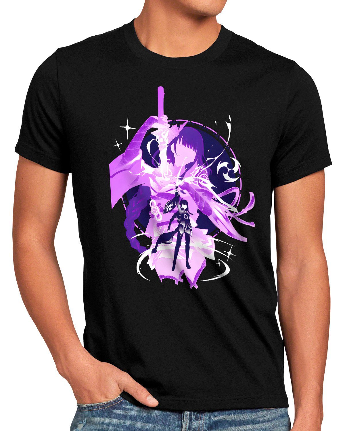 style3 Print-Shirt Herren T-Shirt Euthymia Raiden genshin impact teyvat fantasy