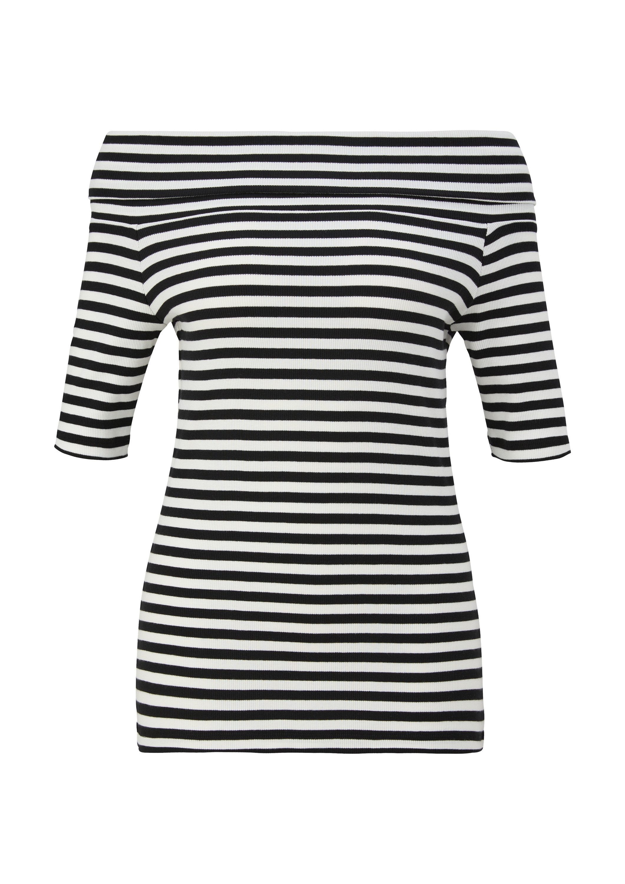 s.Oliver Kurzarmshirt T-Shirt Stretchiges Rippshirt mit Carmen-Ausschnitt günstig online kaufen