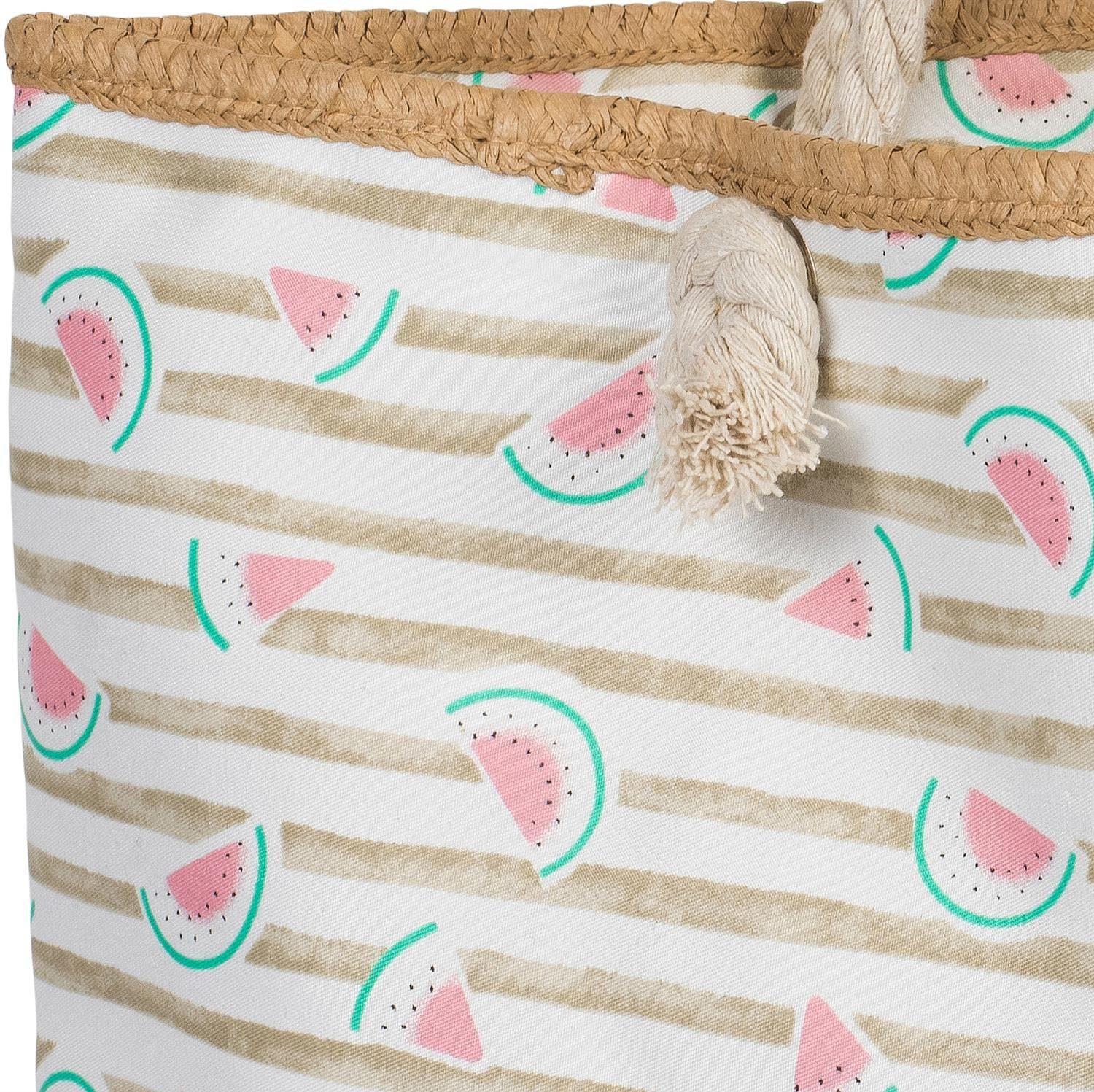 Streifen (1-tlg), styleBREAKER Strandtasche Print Strandtasche Melone Taupe-Weiß und mit