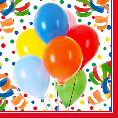 PAPSTAR Papierserviette 600 Stück Servietten, 3-lagig 1/4-Falz 33 x 33 cm Lucky Balloons