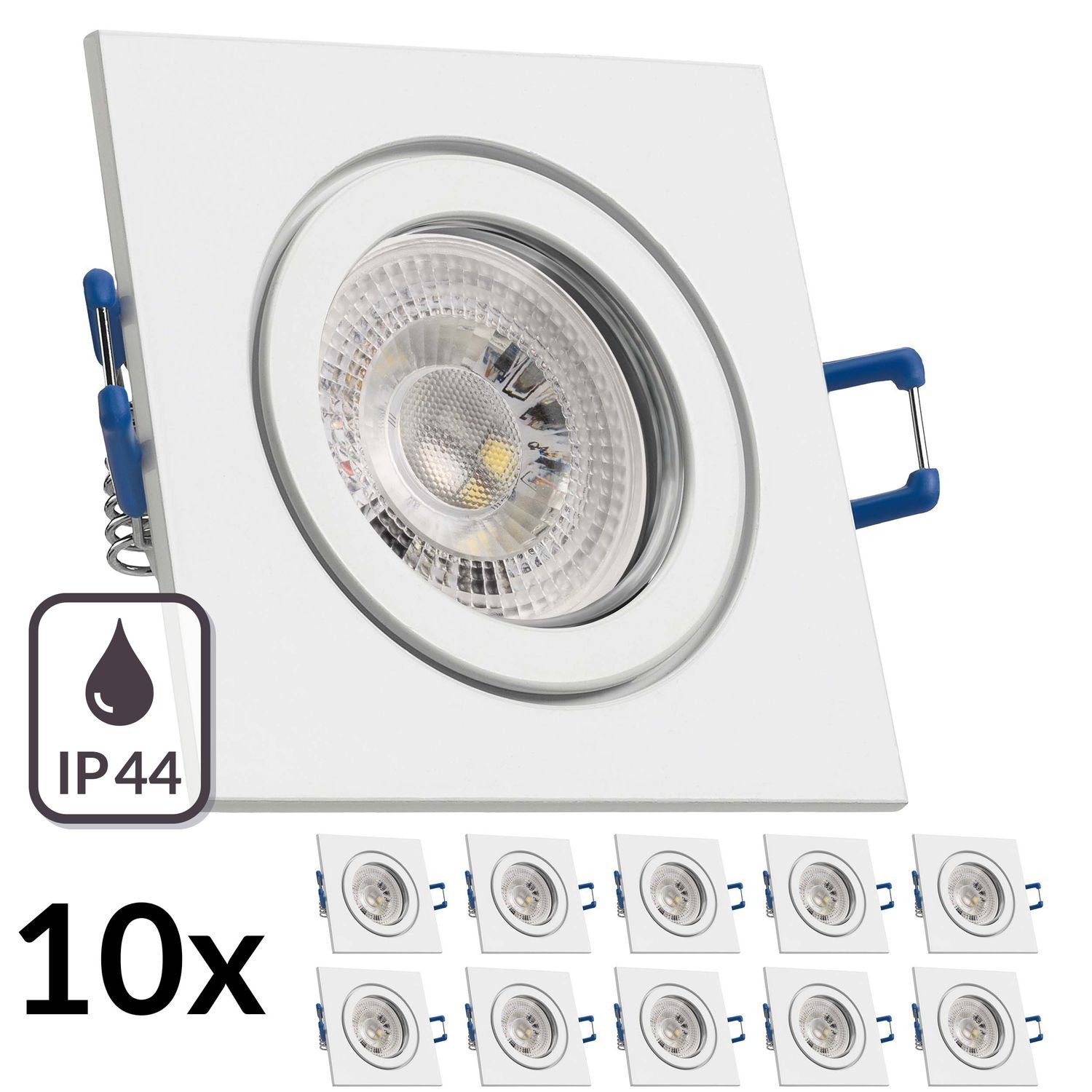 mit GU10 weiß in 10er LED Einbaustrahler LEDANDO LEDAN 3W LED Einbaustrahler LED von Set IP44 RGB