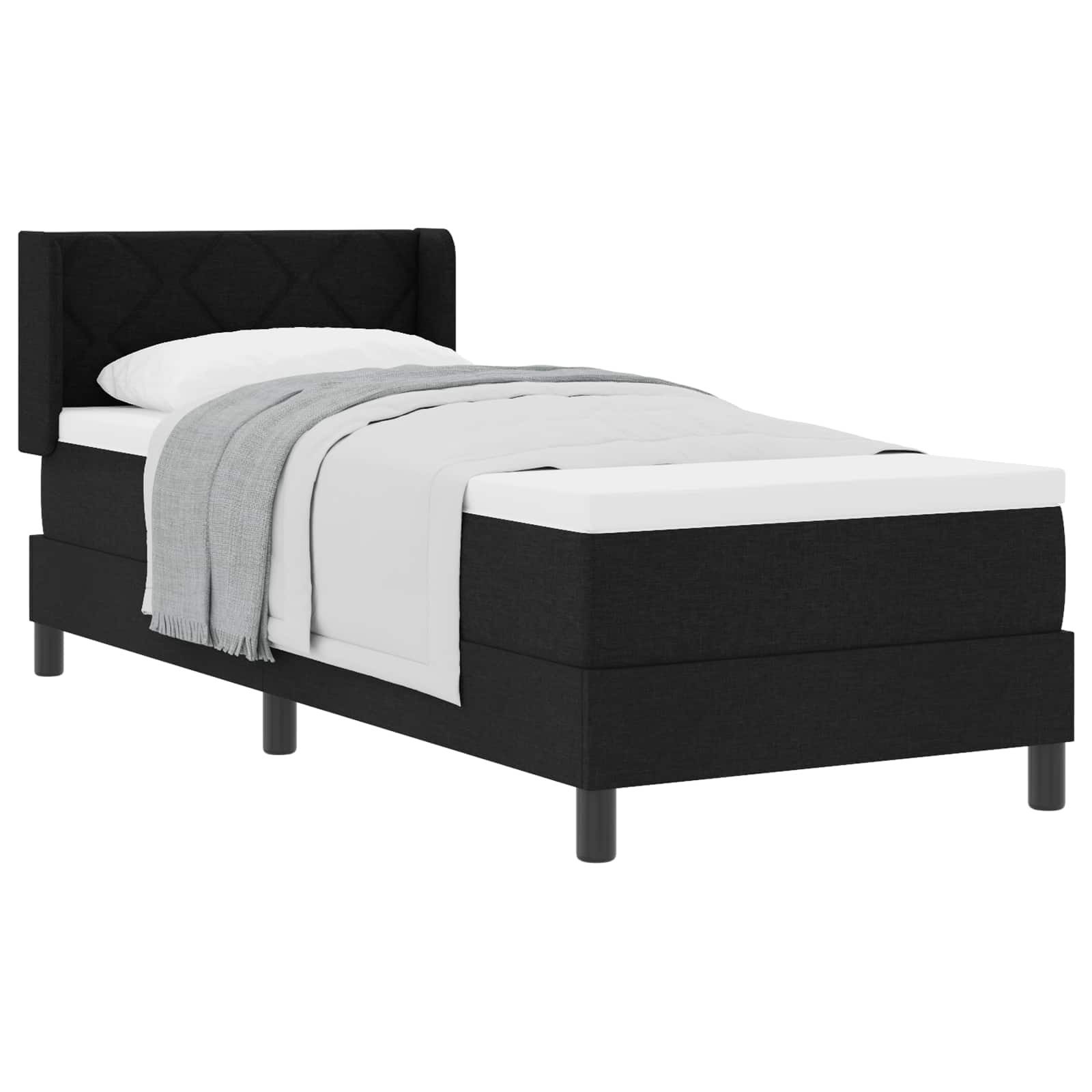 Bett Boxspringbett mit Kopfteil Schwarz 200 x 80 cm Stoff