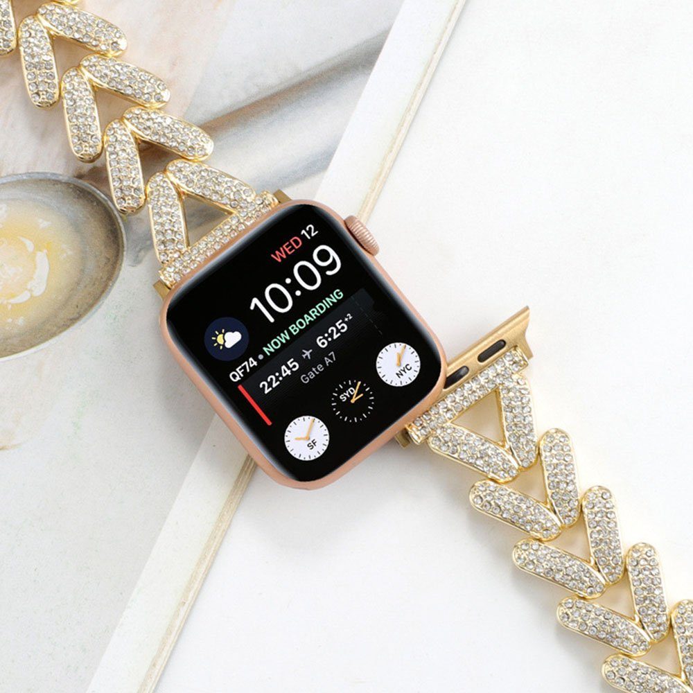FELIXLEO Uhrenarmband Metall Armband Gold Apple Watch mit Armband Kompatibel 38/40/41mm