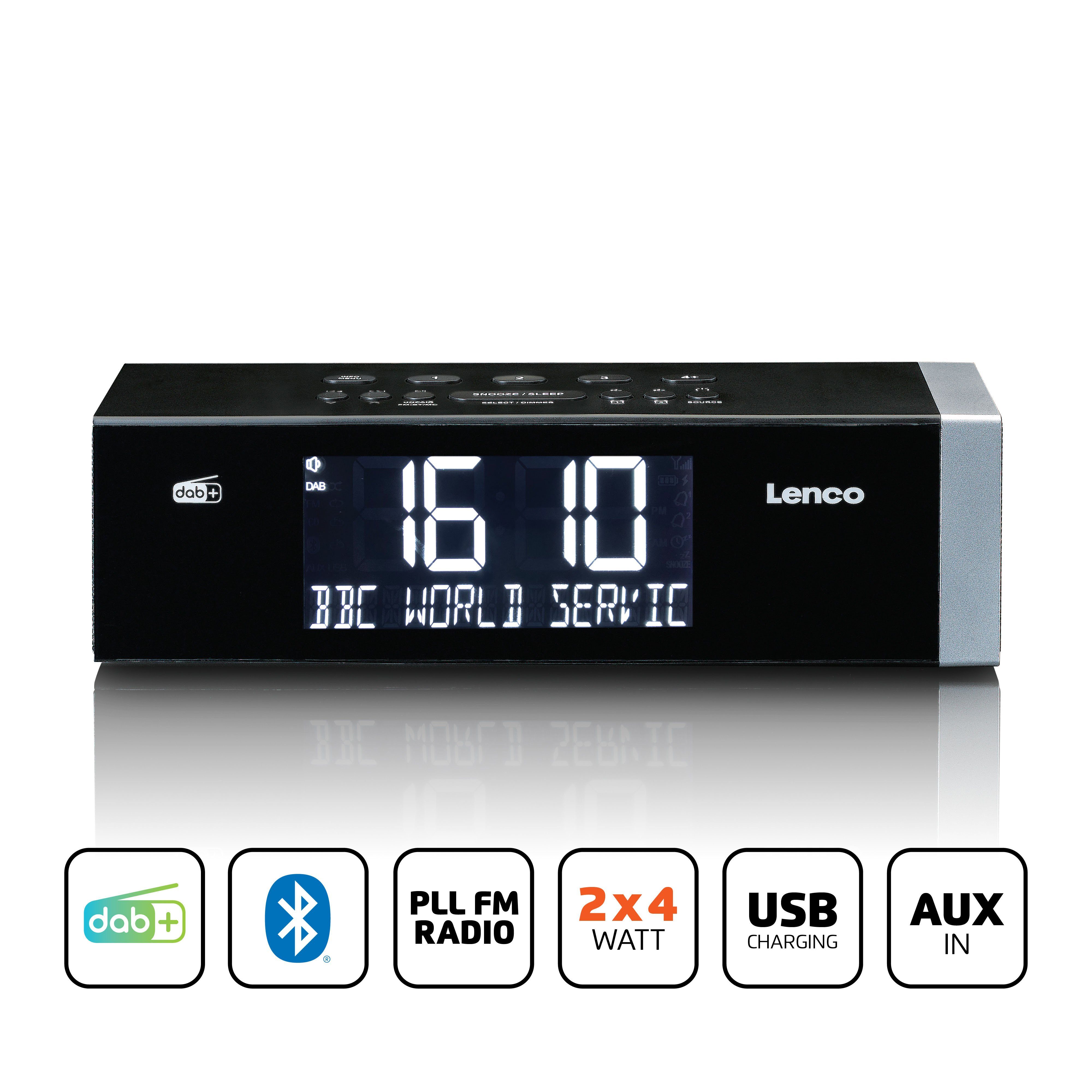 Lenco Radiowecker CR-640BK schlichtes Design, integrierte Lautsprecher & Backup-Batterie – Bild 2 von 5