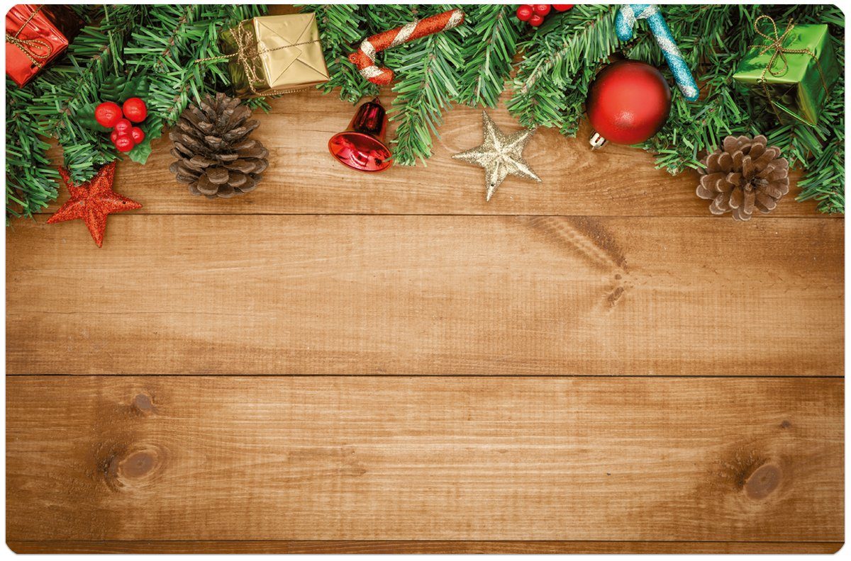 matches21 HOME & HOBBY Platzset Abwaschbare Tischsets 4er Set Weihnachten Holz Deko, (4-St), Platzsets als Tisch-Untersetzer und Tisch-Deko für Esstisch Teller