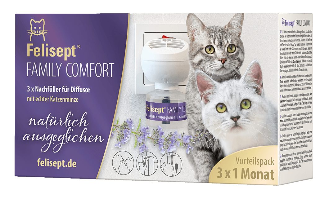 Katzenstreu 3x Felisept FAMILY Comfort Nachfüller 45ml