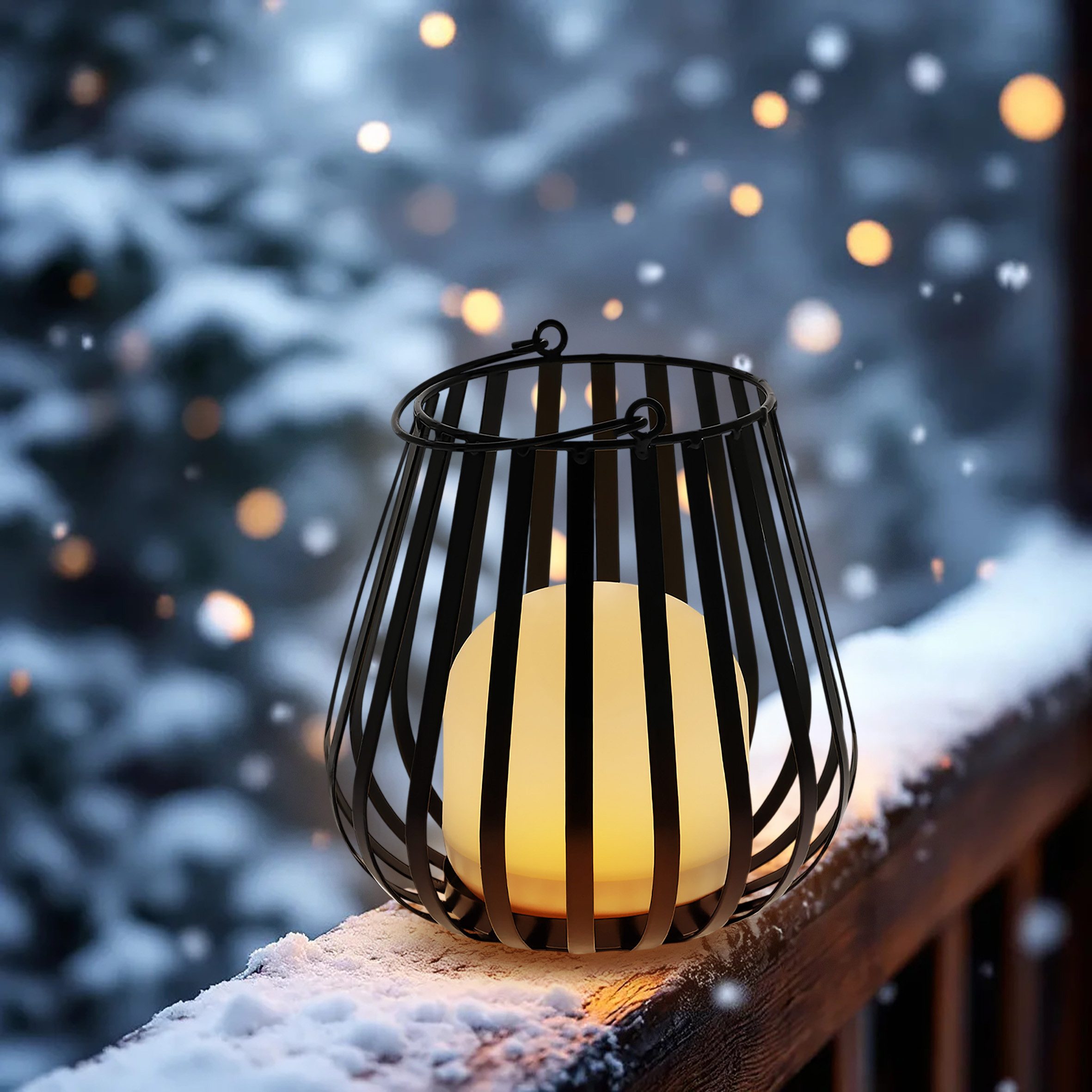 Spetebo LED Laterne Metall mit LED Leuchte für Außen und Innen 23 x 20 cm, Batterie betrieben, LED fest integriert, warm weiß, mit entnehmbarer LED Leuchte