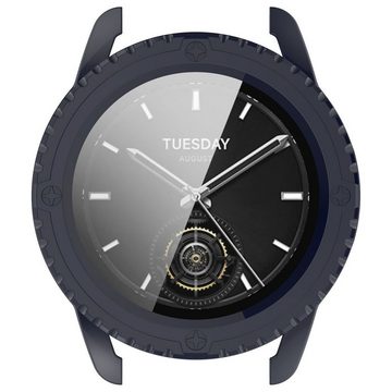 Wigento Smartwatch-Hülle Für Xiaomi Watch S3 Kunststoff Watch Hülle + H9 Hart Schutzglas Blau