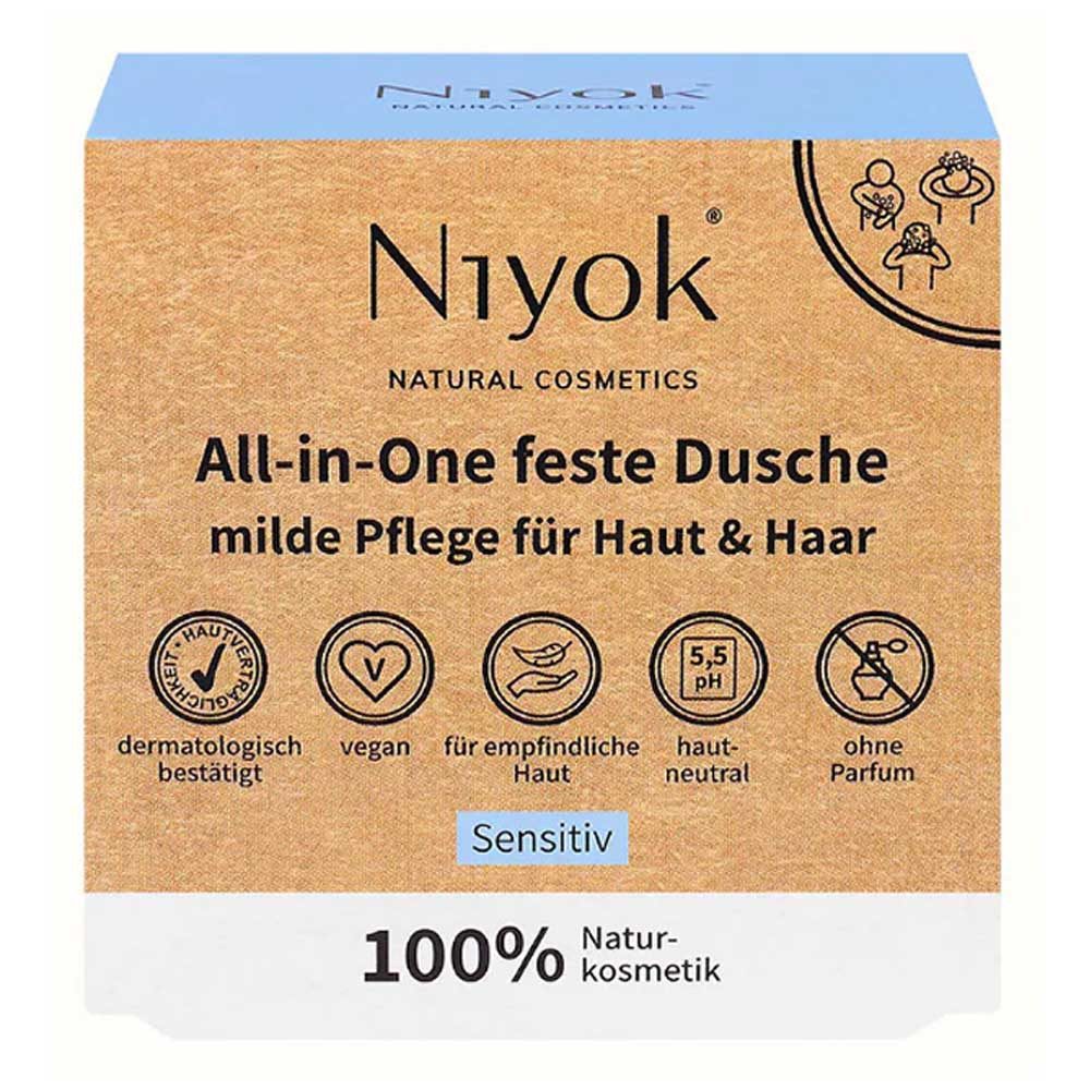 NIYOK Feste Duschseife All-in-One feste Dusche Haut+Haar - Sensitiv 80g mehr