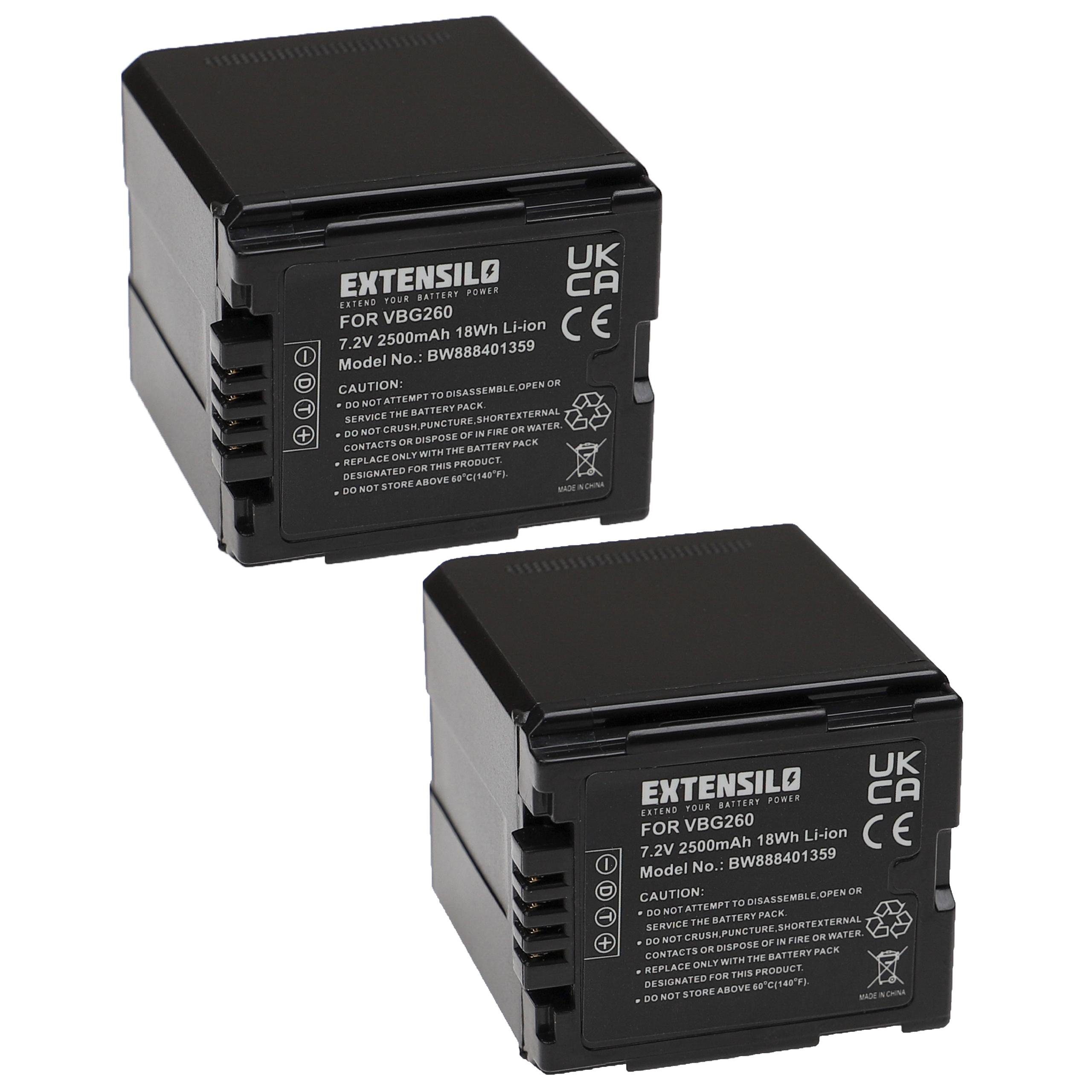 Extensilo passend für Panasonic HDC-HS100, HDC-HS20, HDC-HS200, HDC-HS300, Kamera-Akku 2500 mAh | Kamera-Akkus