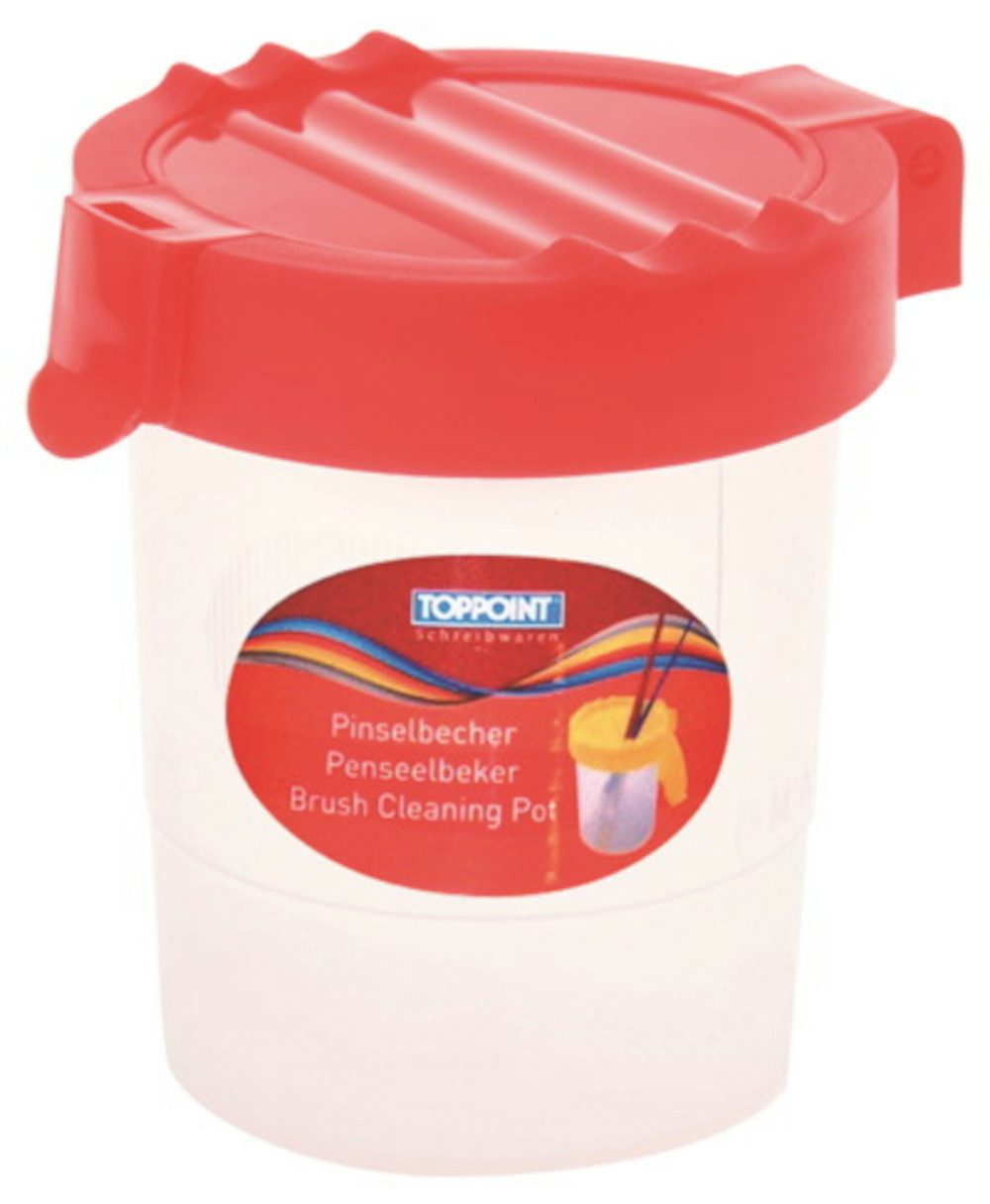 Stylex Schreibwaren Malpinsel Pinselbecher mit Deckel rot