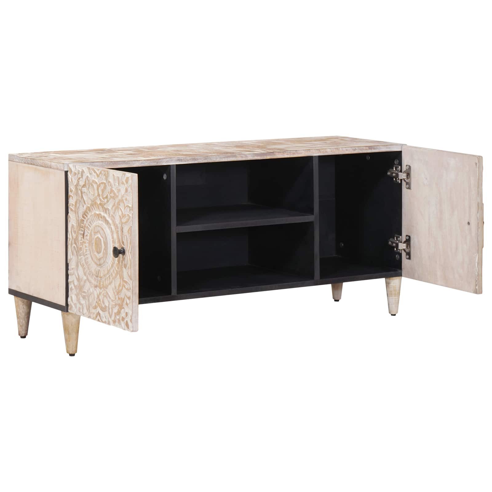 vidaXL TV-Schrank TV-Schränk Weiß 105 x 33,5 x 46 cm Massivholz (1-St)