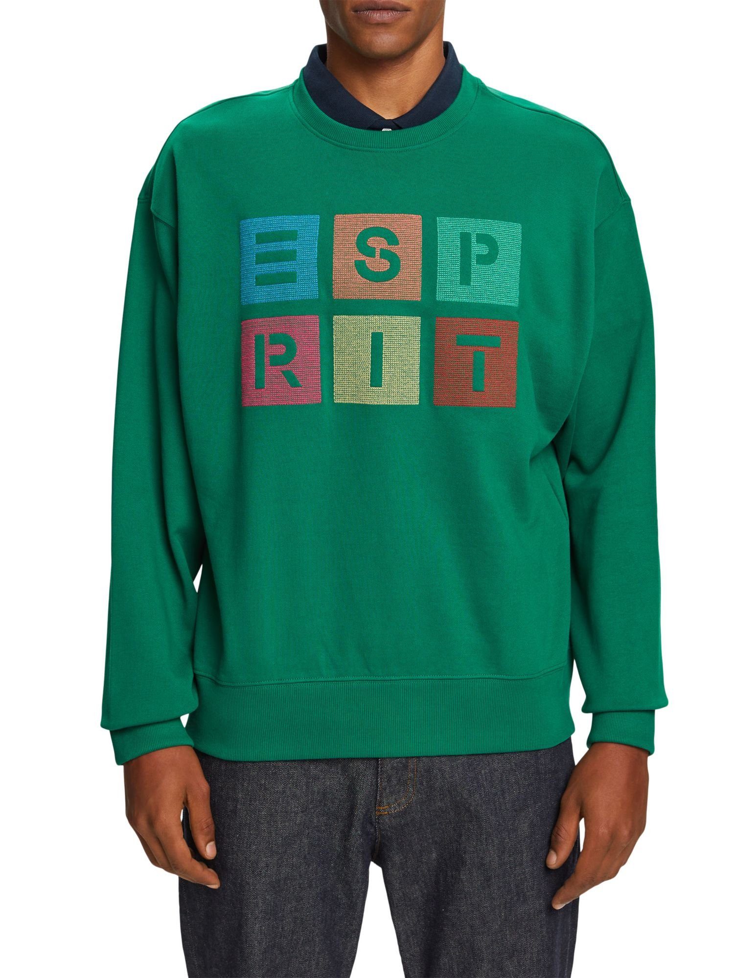 Bio-Baumwolle Logo-Sweatshirt Sweatshirt GREEN DARK Esprit aus (1-tlg)