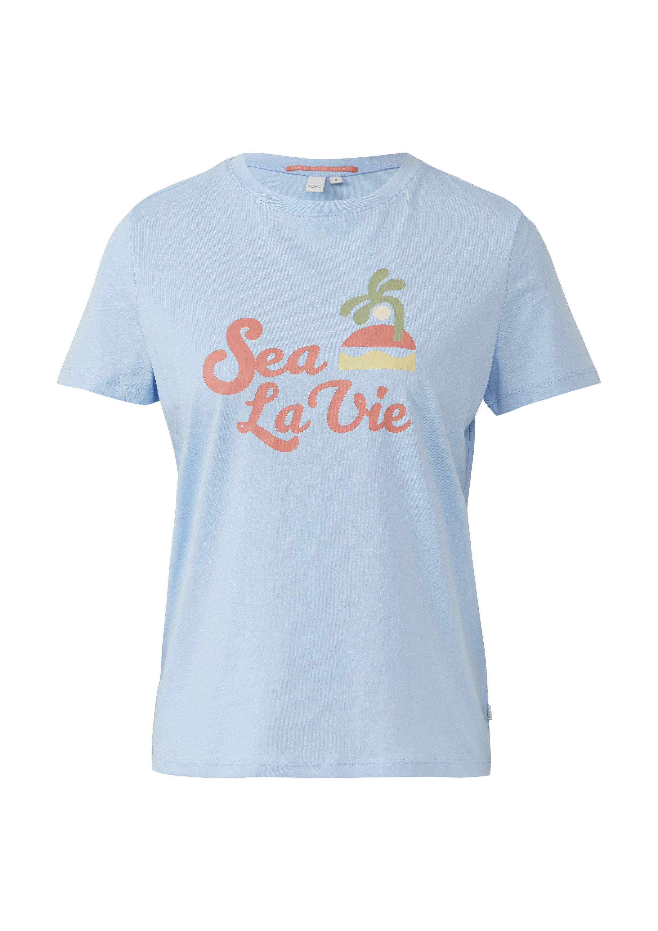QS Kurzarmshirt T-Shirt Baumwollshirt mit Frontprint günstig online kaufen