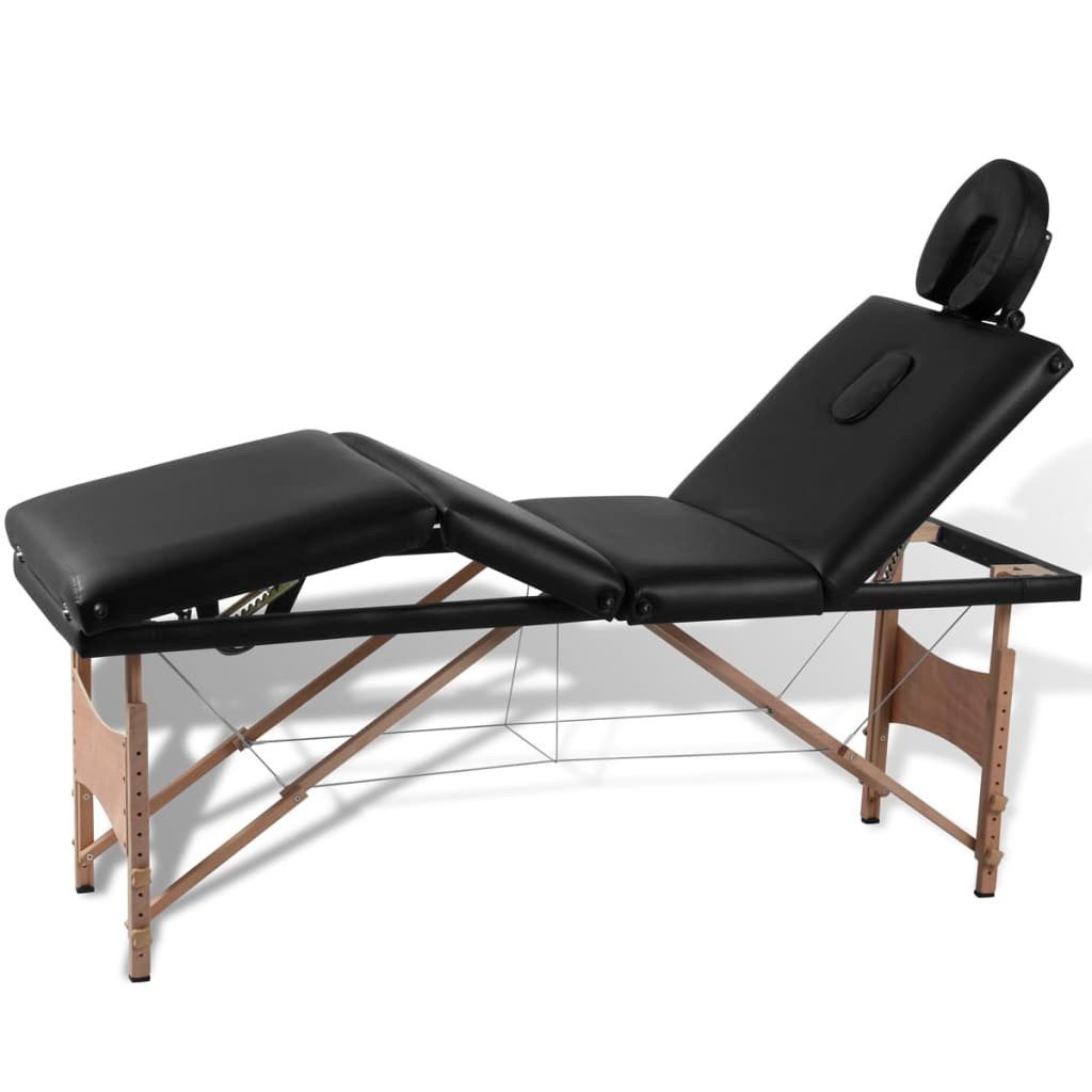 furnicato Massageliege Klappbare 4-Zonen 186x68 cm Schwarz mit, Höhenverstellbare Behandlungsliege mit Kopfstütze und Tragetasche