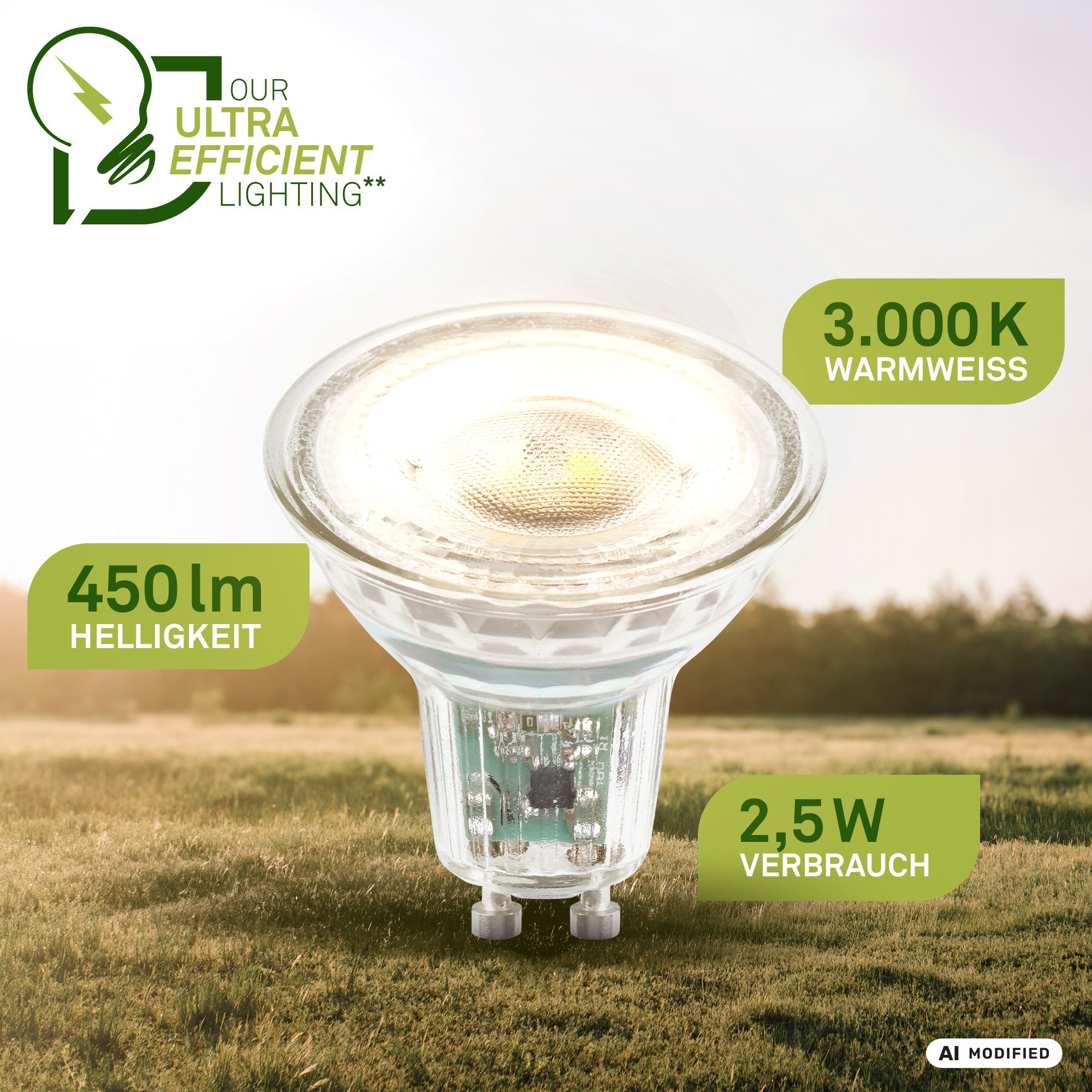 Briloner Leuchten LED-Leuchtmittel BULB A, GU10, 4 St., Warmweiß, GU10, 3.000K, Wohnzimmer, Schlafzimmer – Bild 3 von 5