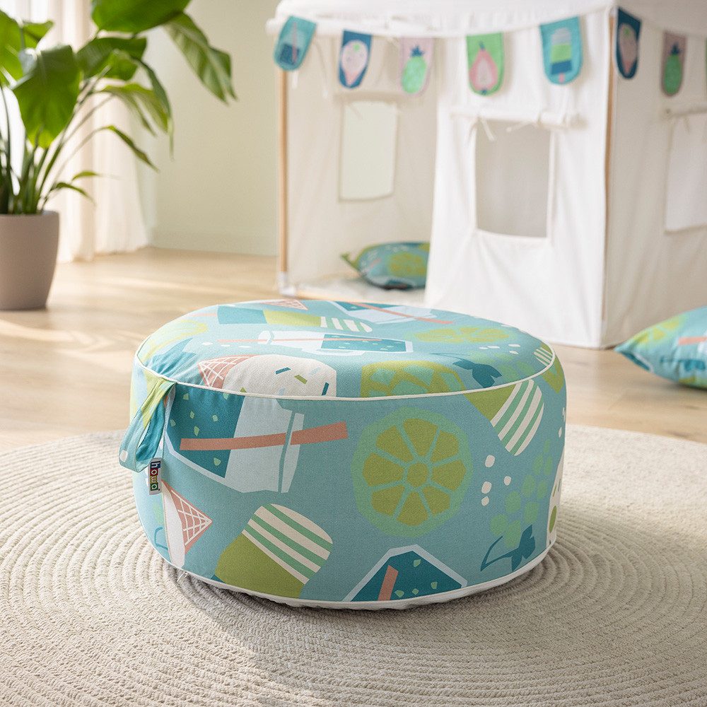 howa Bodenkissen colorful blue, Sitzhocker Sitzkissen Outdoor aufblasbar, Pouf Hocker, Ø 55cm H 25 cm