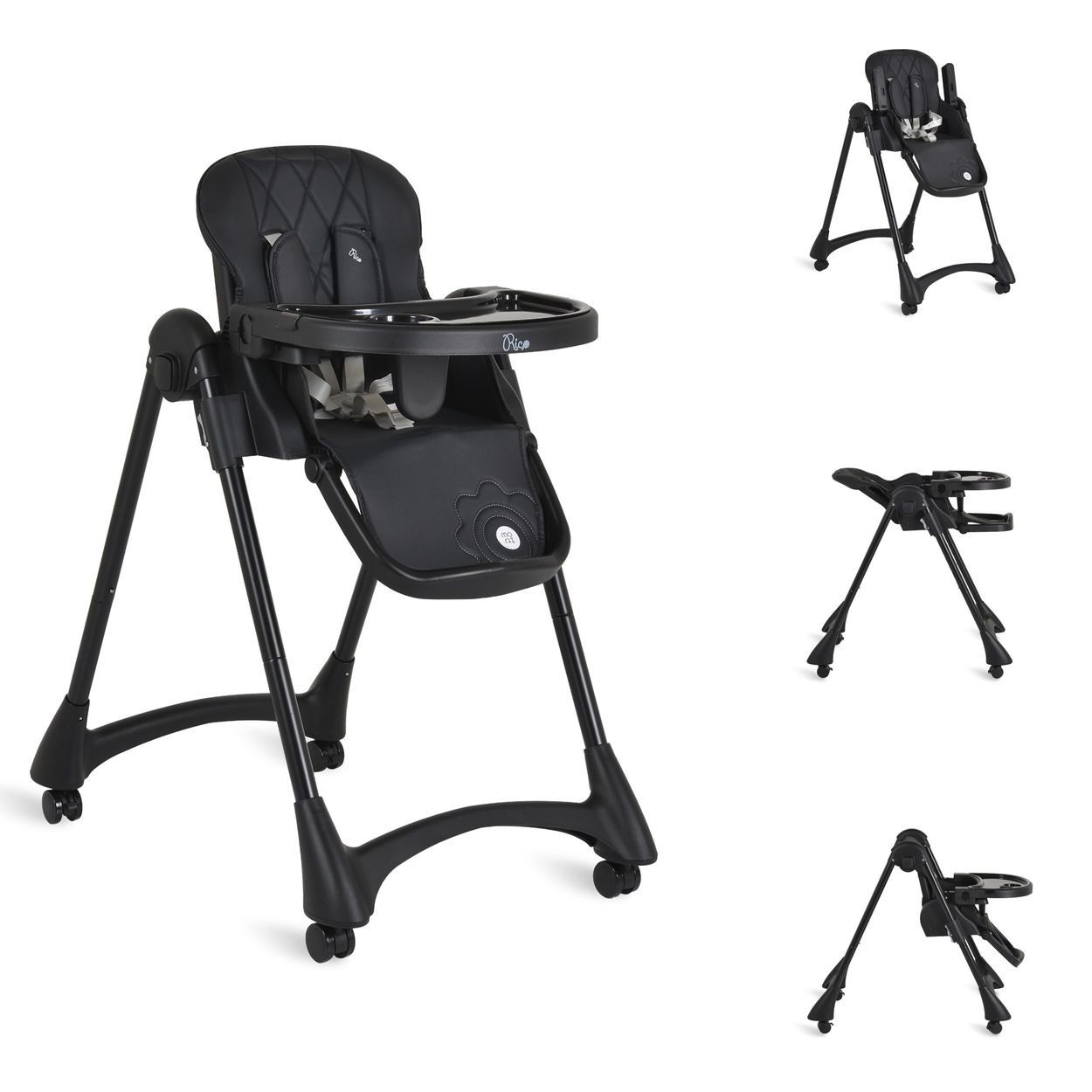 Moni Kombihochstuhl Kinderhochstuhl Rico klappbar, höhenverstellbar, Doppeltablett, Räder, Gurt