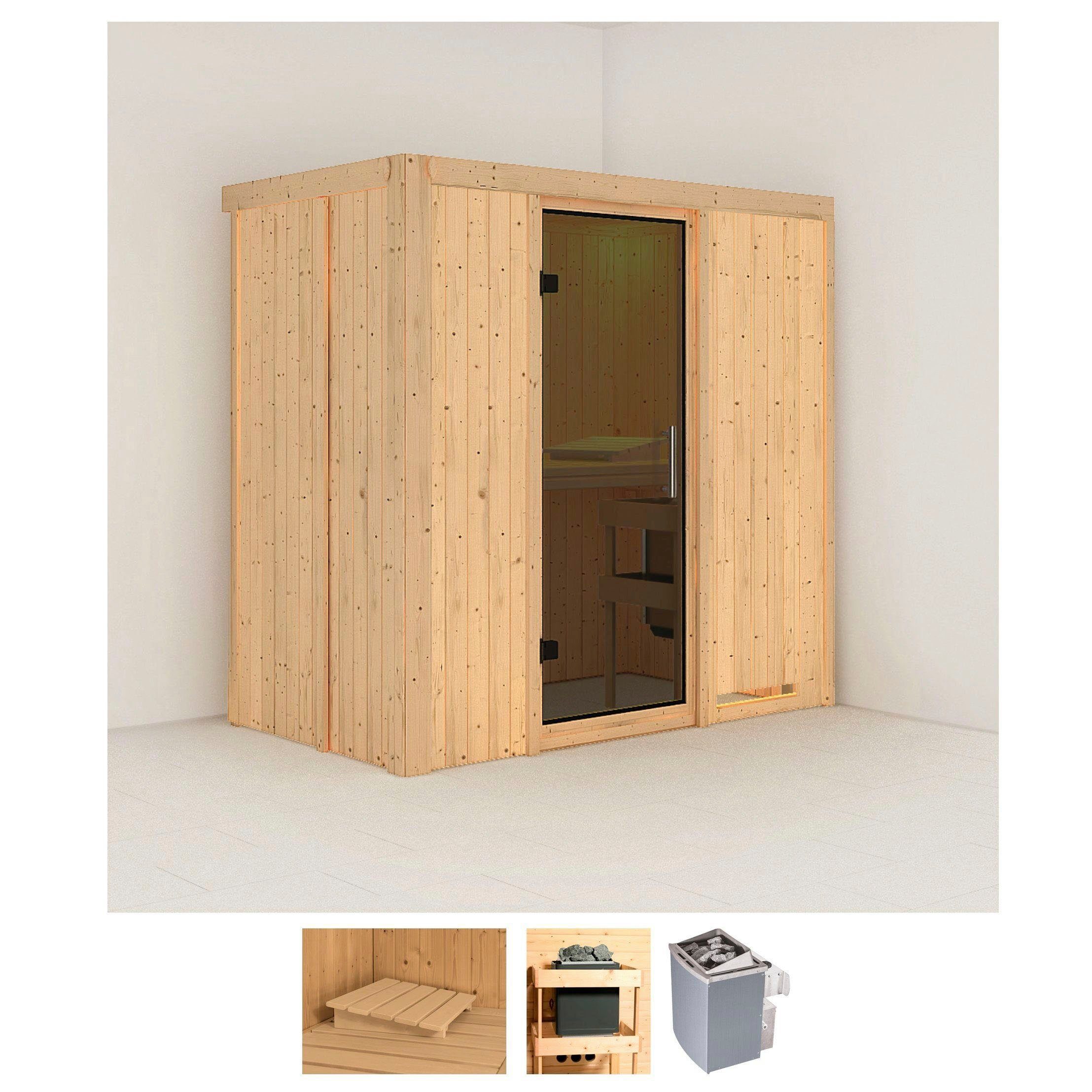 Karibu Sauna Vada, BxTxH: 196 x 118 x 198 cm, 68 mm, (Set) Ofen 9 kW integr. Strg