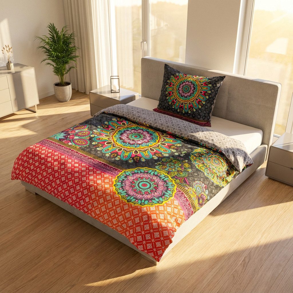 Traumschloss Bettwäsche Comfort Baumwolle, Flanell, 2 teilig, bunte Mandala günstig online kaufen
