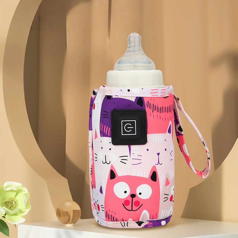 Coonoor Babyflaschenwärmer Tragbarer USB Babyflaschenwärmer,Flaschenwärmer mit LCD-Display, Für Alle Flaschen Geeignet