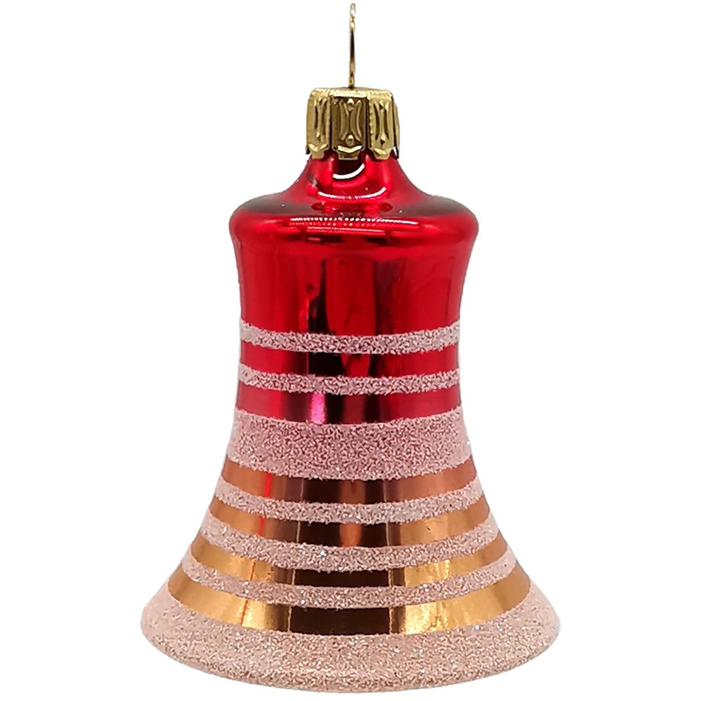 Schatzhauser Christbaumschmuck Glocke Ringe rot gold Ø5cm/6cm (1-tlg), mundgeblasen, handbemalt