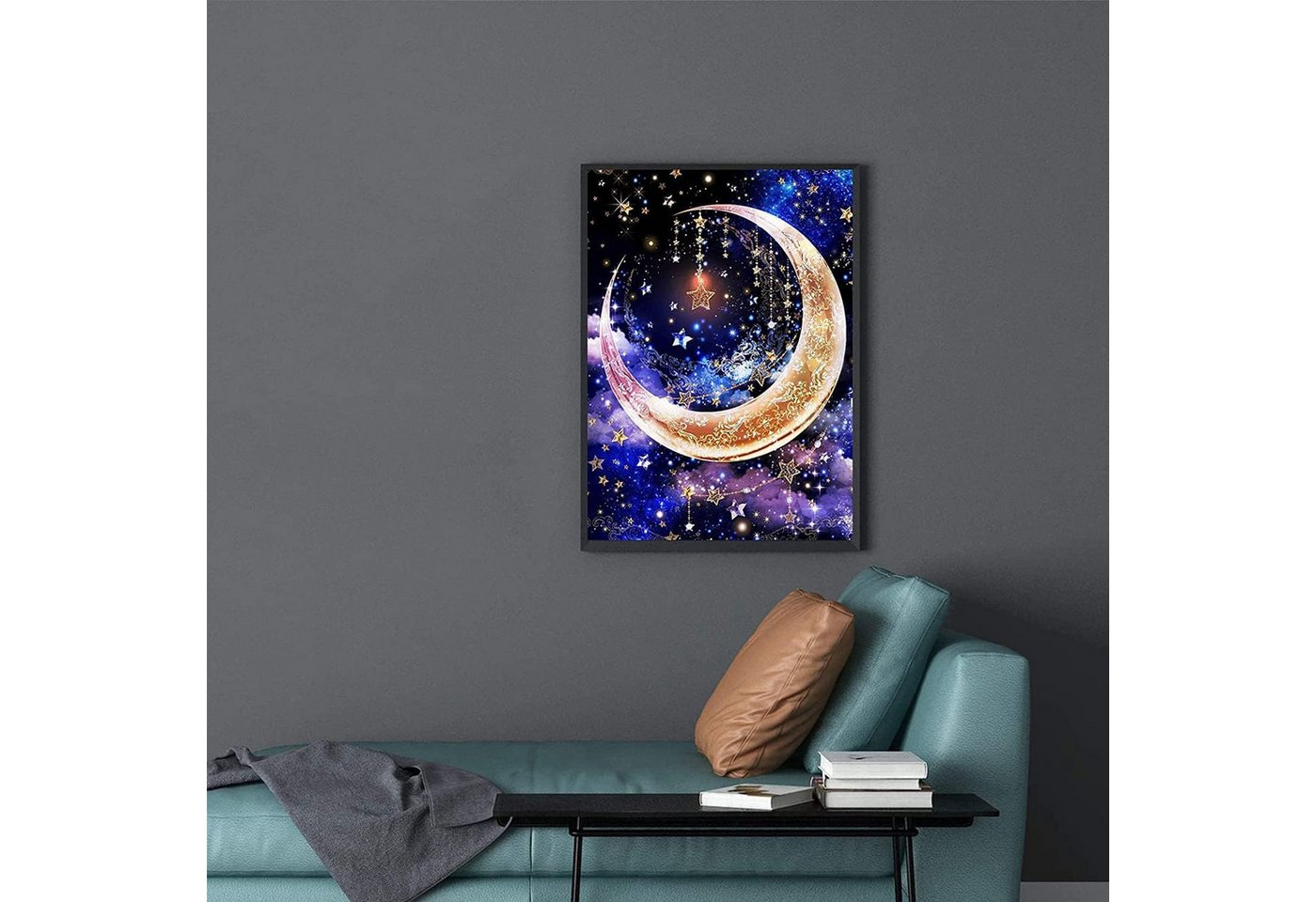 Thumbnail - LA CUTE Malen nach Zahlen 5D Diamant Painting Funkelnder Mond Set für kreative DIY-Dekoration. (DIY Diamant Painting Set...