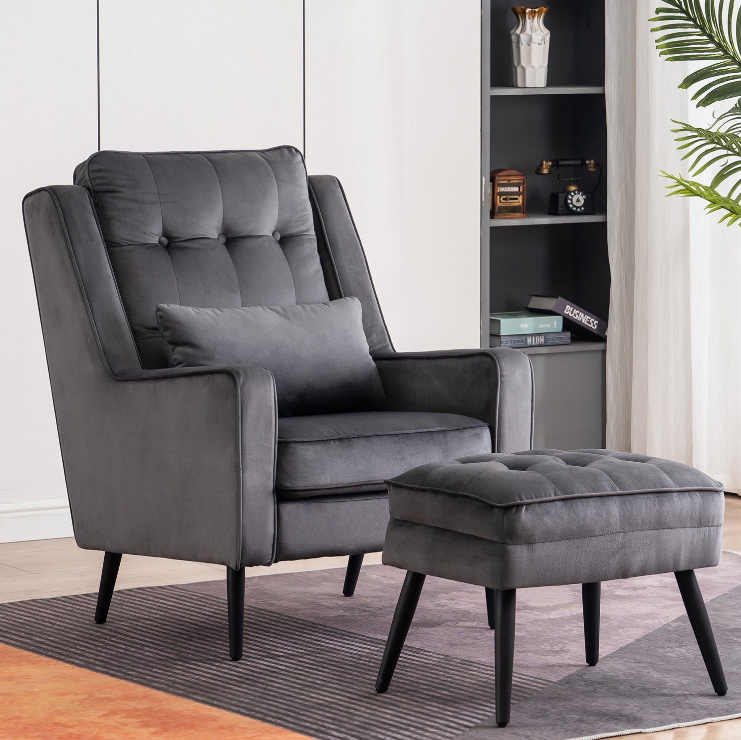 MCombo Ohrensessel MCombo Ohrensessel mit/ohne Hocker 7277, Chestersield Se günstig online kaufen