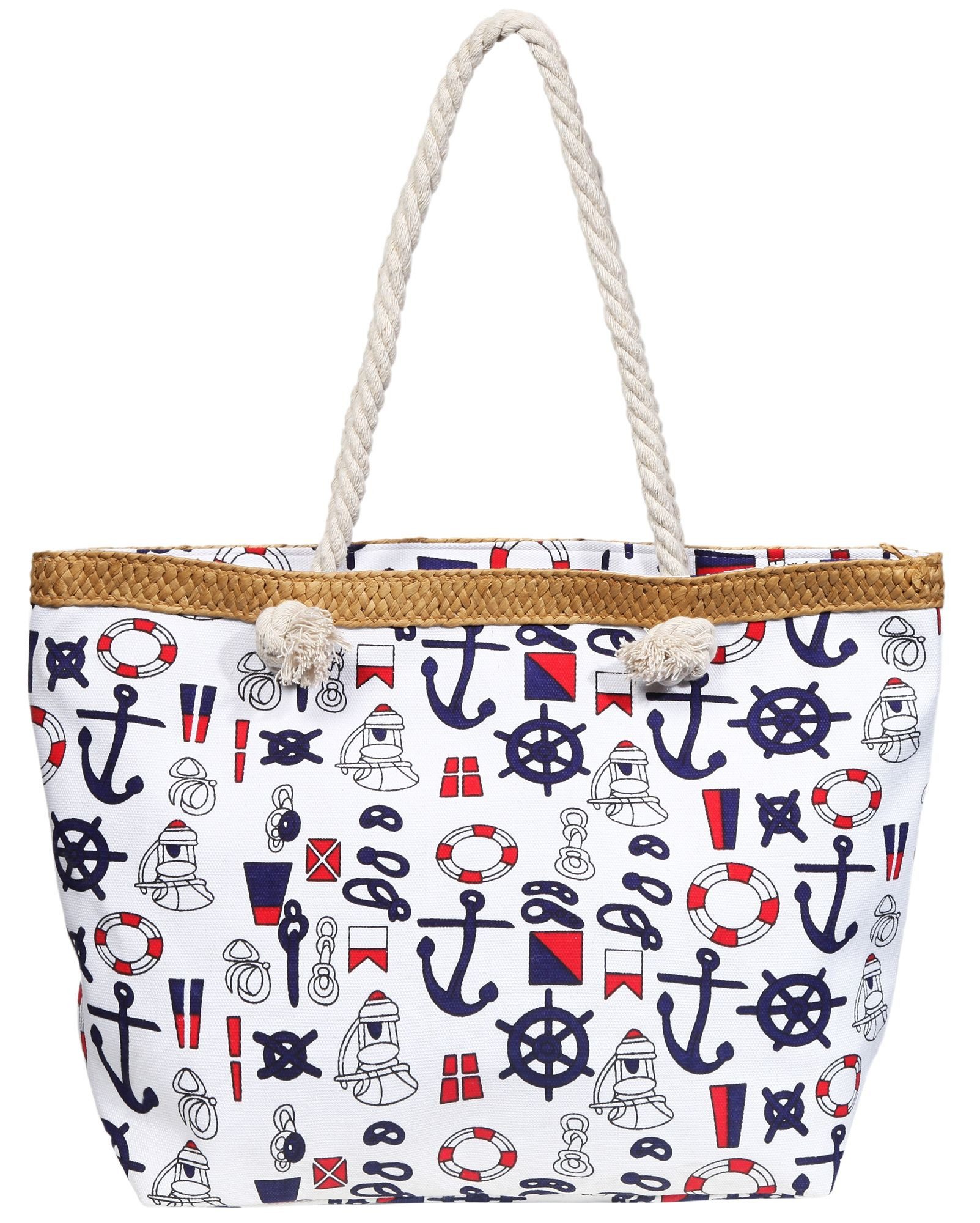 Cham Cham Henkeltasche Strandtasche mit maritimen Motiven, Textil