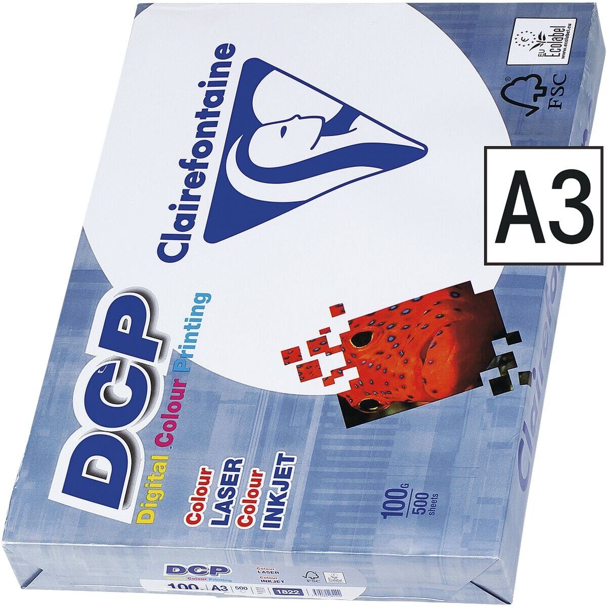 Format g/m², 172 DIN CIE, Farblaser-Druckerpapier Blatt CLAIREFONTAINE DCP, 100 500 A3,