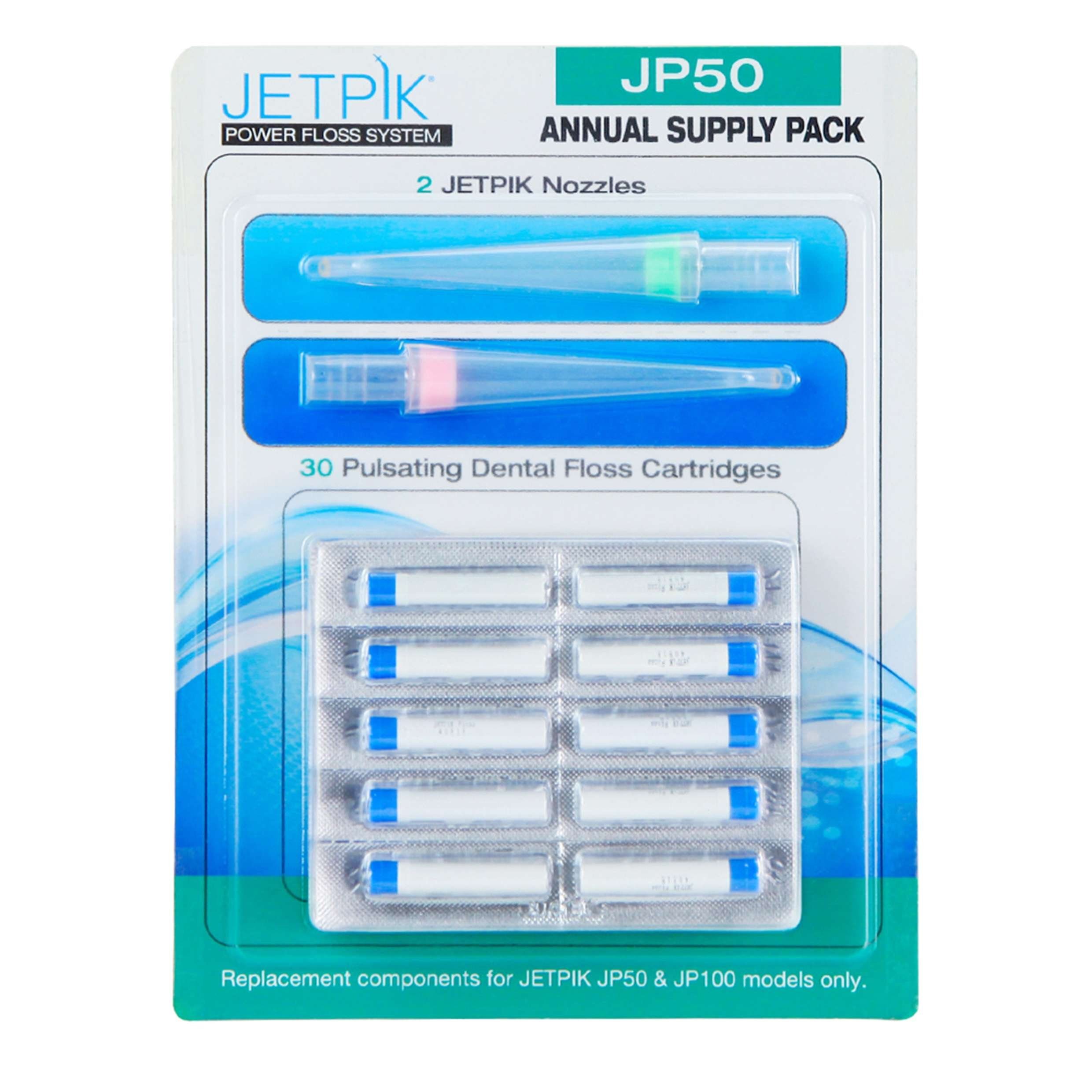 JETPIK Elektrische Zahnbürste JP 50Jahresvorratspackung, Düsenaufsätze und Zahnseidenpatronen