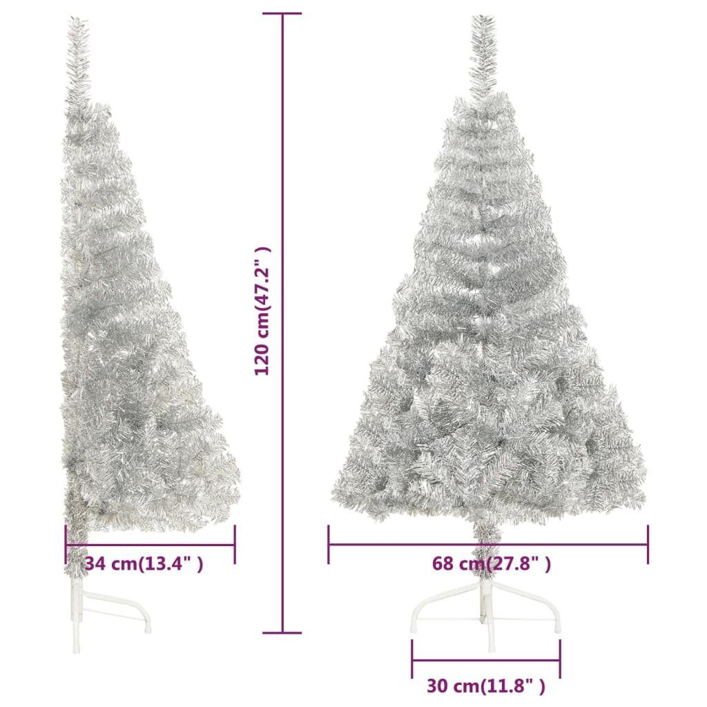 furnicato PET mit Weihnachtsbaum 120 Silber Künstlicher Künstlicher cm Halb-Weihnachtsbaum Ständer