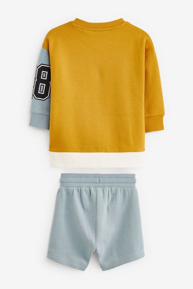 Next Sweatanzug Set mit Sweatshirt und Shorts im Farbblockdesign (2-tlg)