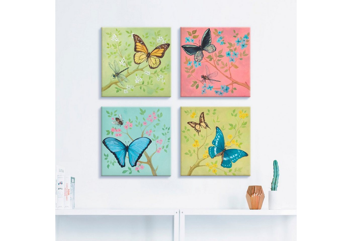 Artland Leinwandbild »Schmetterlinge Pastell«, Insekten (4 Stück)-HomeTrends