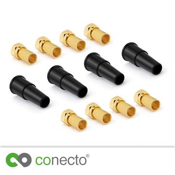 conecto conecto SAT Montage Set, 12-teilig, 8x 7mm F-Stecker vergoldet und SAT-Kabel