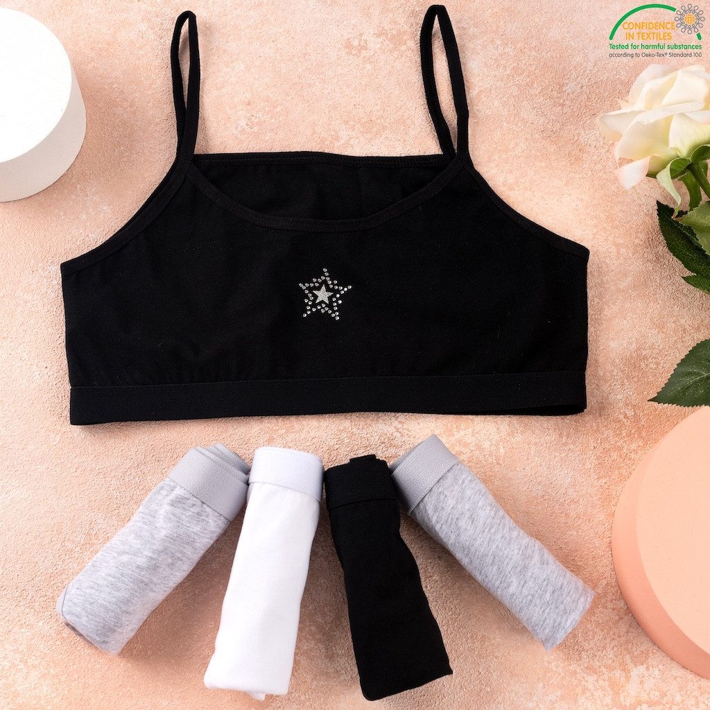 LOREZA Bustier 5er Set Mädchen Bustier BH - Strass - Bunt (Set, 5-tlg., 5er-Pack)
