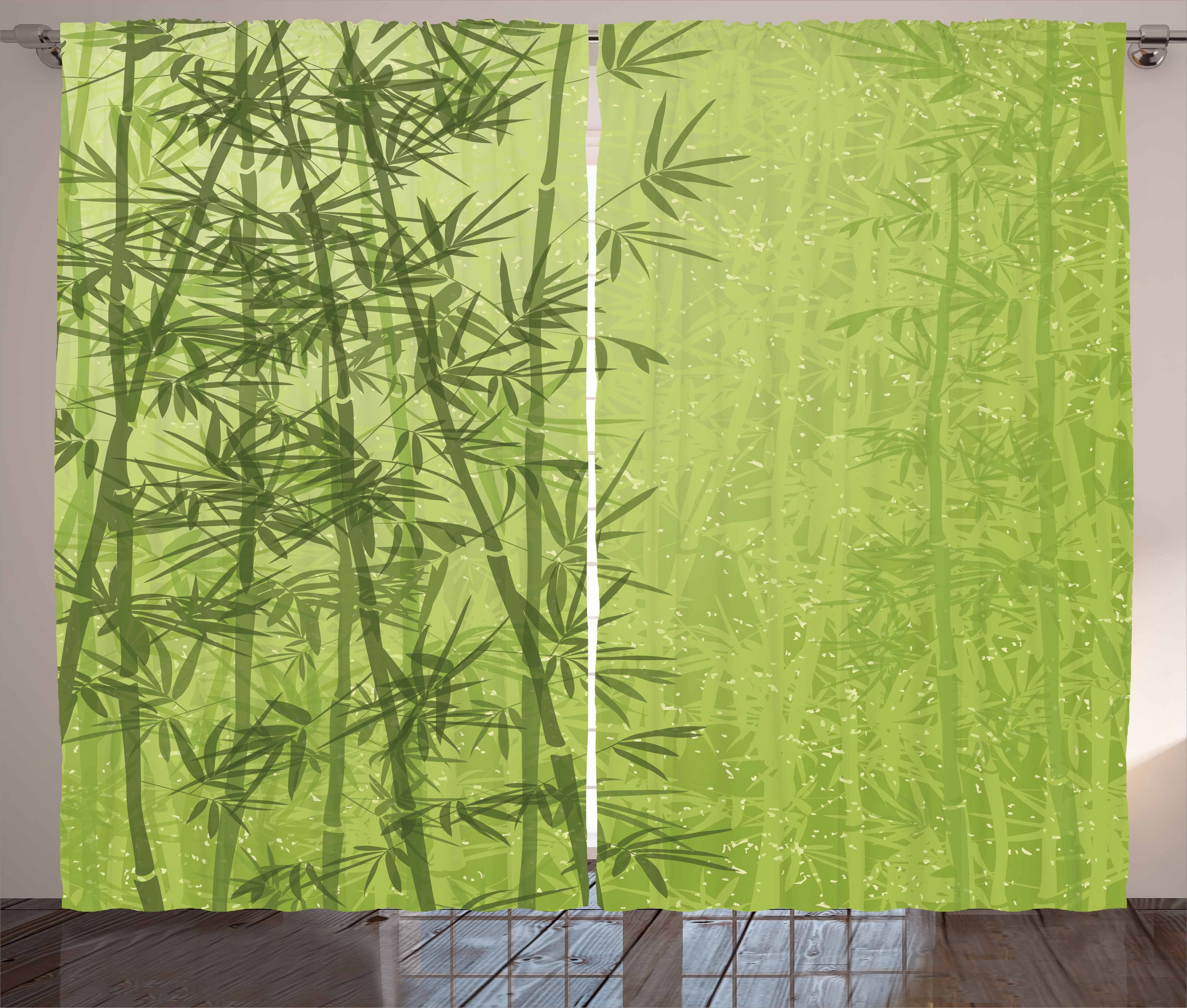 mit Abakuhaus, und Gardine Kräuselband Haken, Vorhang Schlafzimmer Green Bamboo Exotisch Wachstum Schlaufen