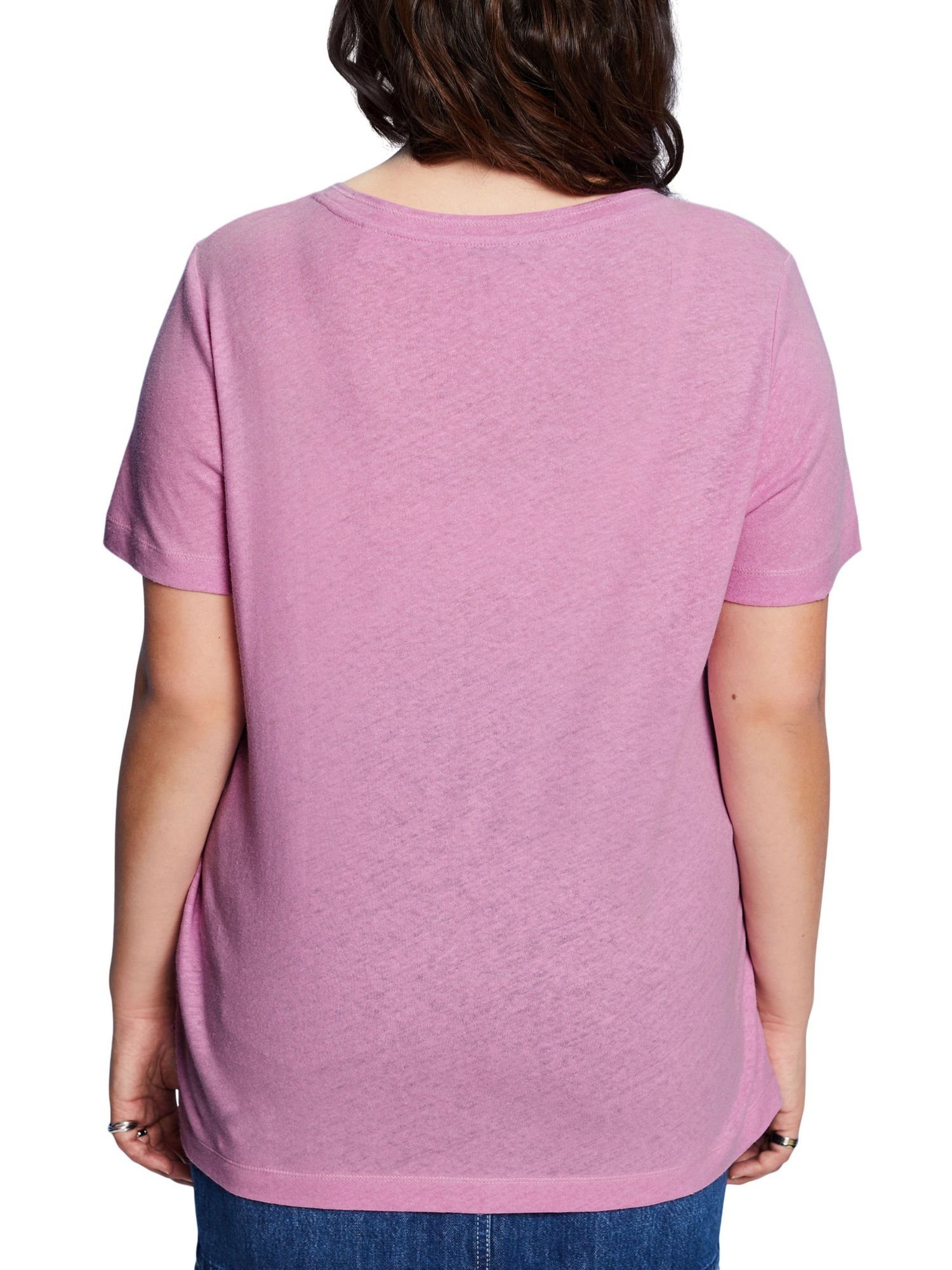 T-Shirt (1-tlg) Baumwolle-Leinen-Mix Esprit LILAC aus CURVY T-Shirt