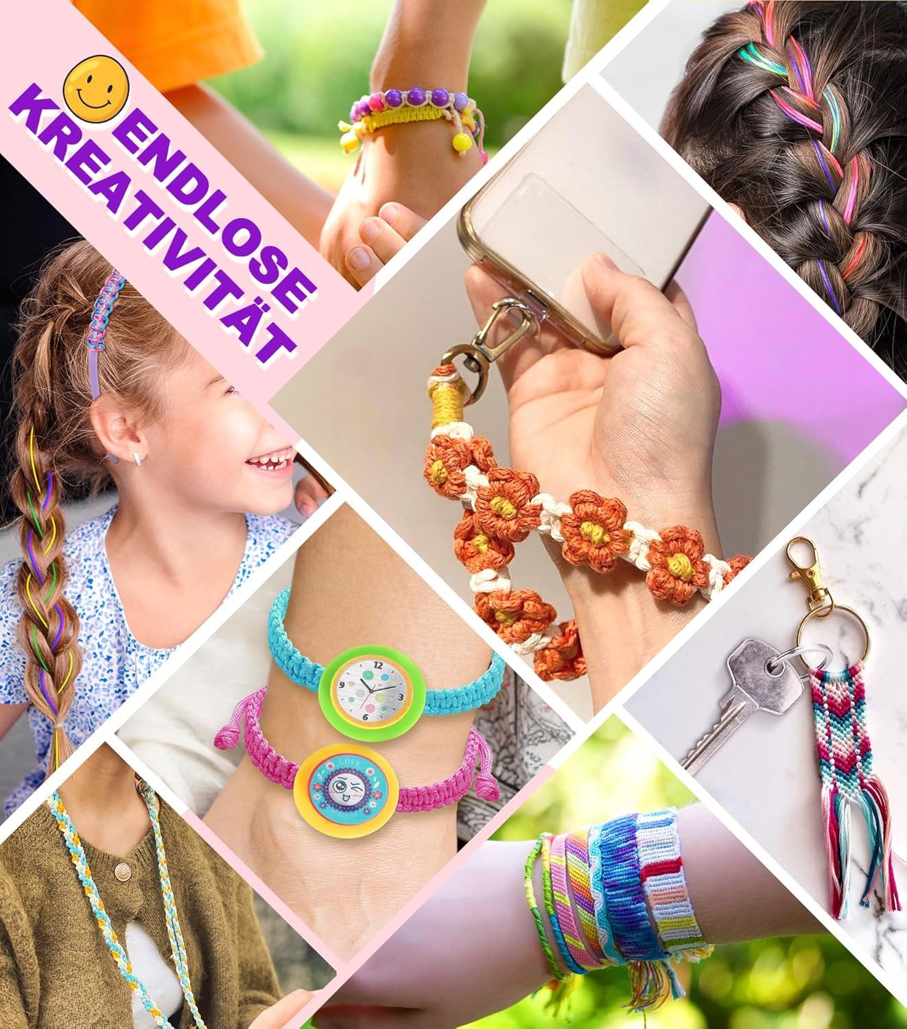 POPOLIC Creative Set Friendship Bracelets Craft Kit for Girls, (for children ages 6-12 DIY art and craft toy, 1-piece, friendship bracelet crafting braiding kit knotting kit), for girls with 40 threads for birthday gifts