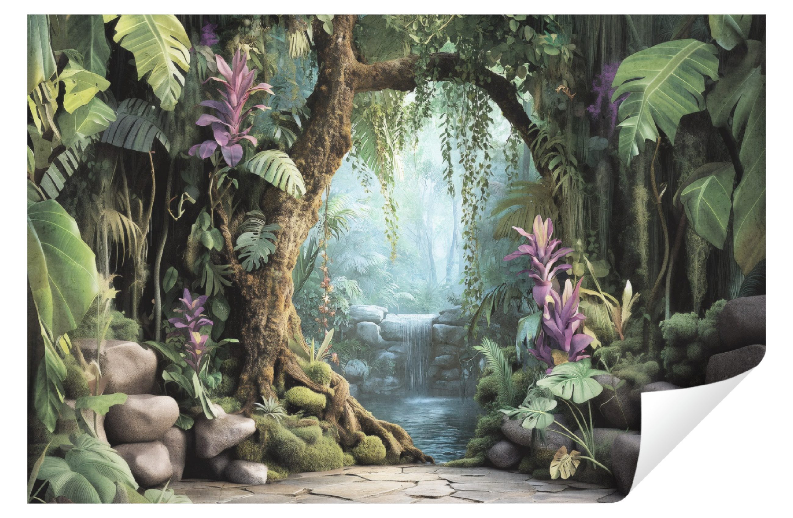 Wallarena Fototapete Kinderzimmer Wald Weg Dschungel Gemalt Vlies Tapete Wo günstig online kaufen