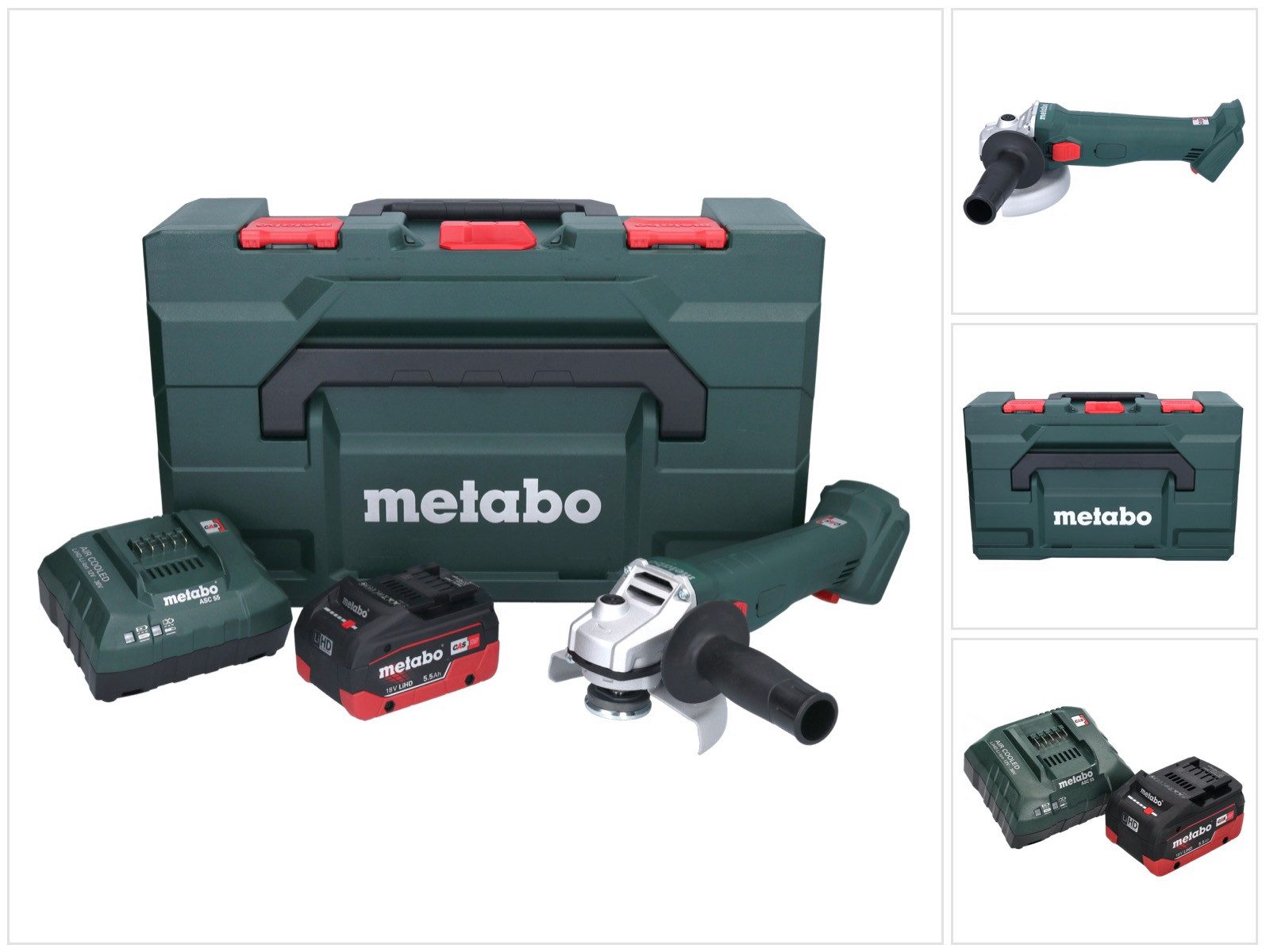 metabo Winkelschleifer W 18 7-125 Akku Winkelschleifer 18 V 125 mm + 1x Akku 5,5 Ah + Ladege
