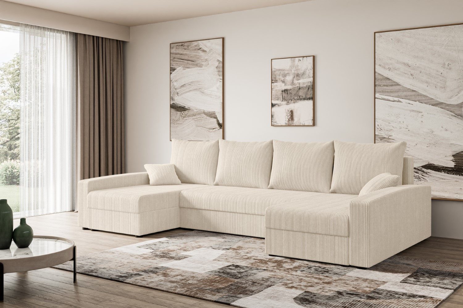ALTDECOR Wohnlandschaft ALESIA-U, Couch mit Schlaffunktion, Wohnzimmer - Wohnlandschaft, Corner Sofa Bett Eckcouch Couch L-Form Schlafcouch Ausziehbar
