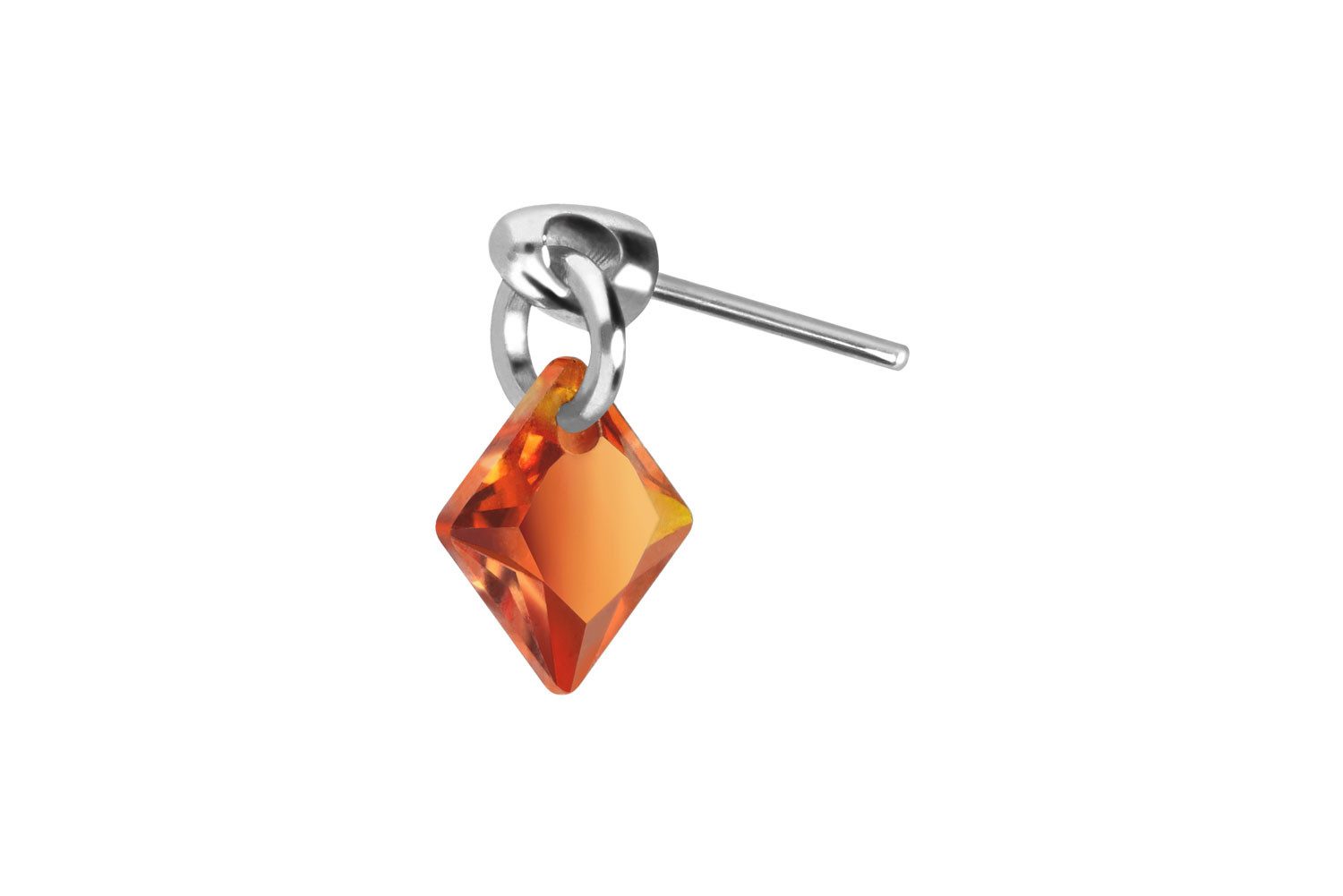 Piercing-Set Titan Aufsatz mit Push Pin KRISTALLQUADRAT