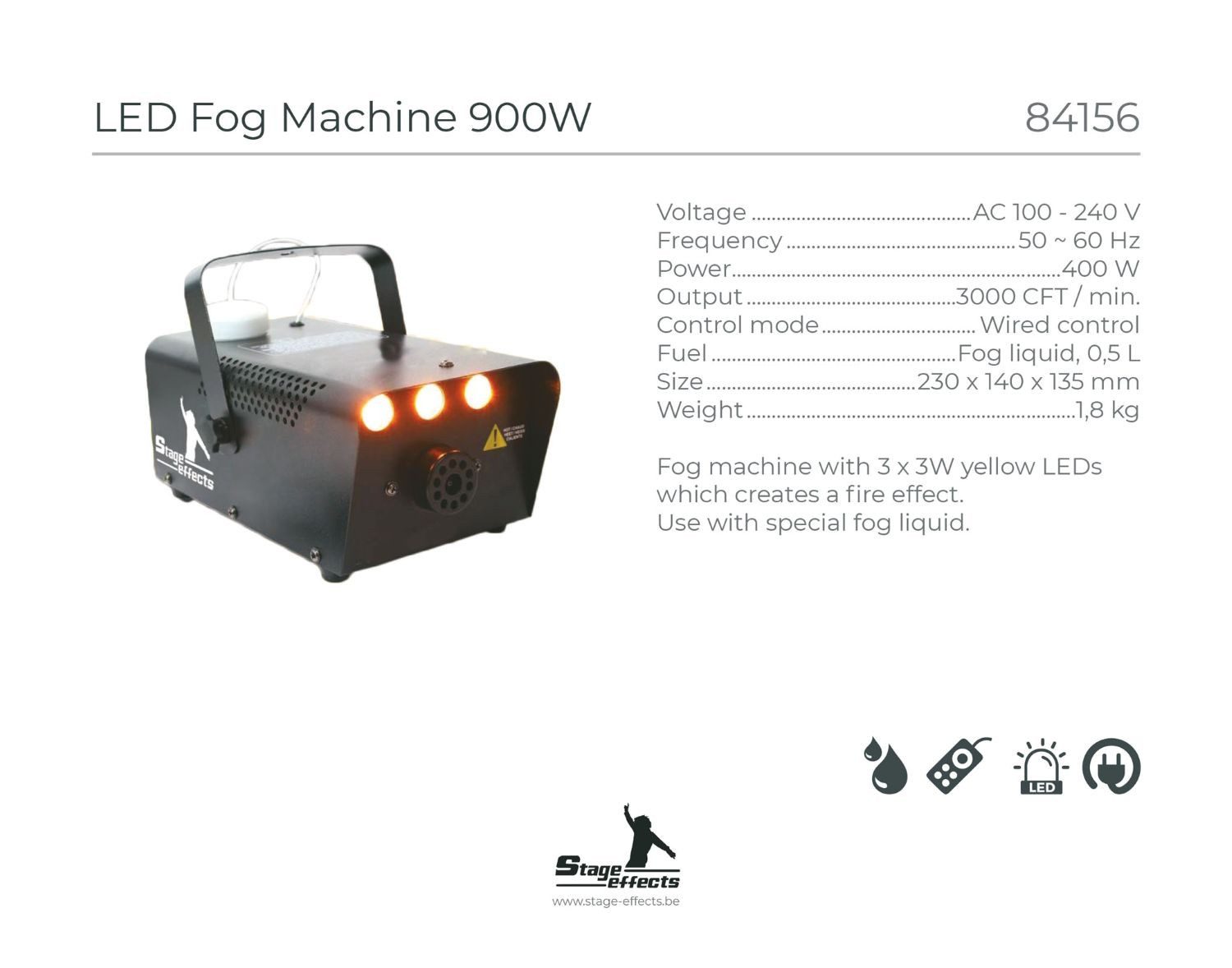 Funny Fashion Dekoobjekt Nebelmaschine 700W mit Amber LEDs, Schwarz