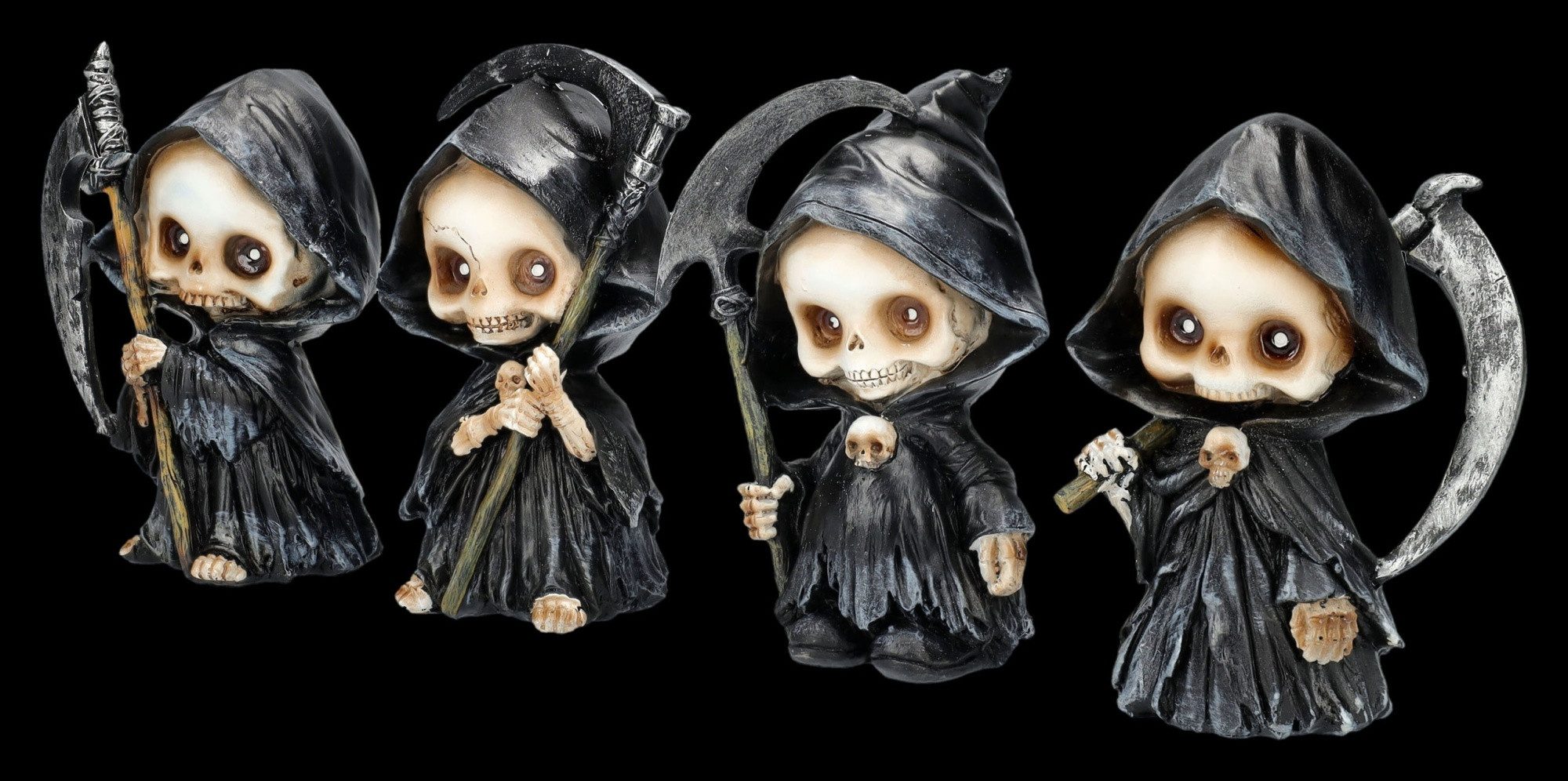 Figuren Shop GmbH Dekofigur Sensenmänner Figuren Set - Lustige Grim Reaper - Sensenmann Gothic